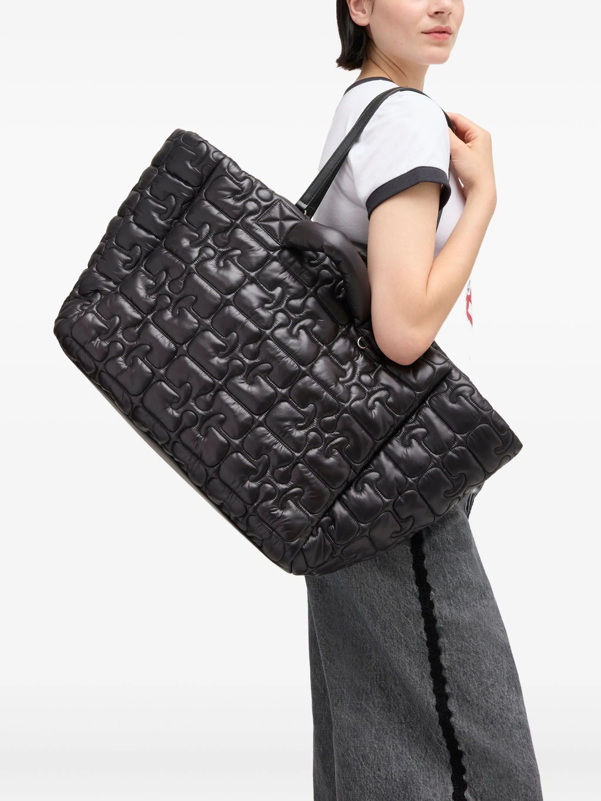logo-quilted tote bag