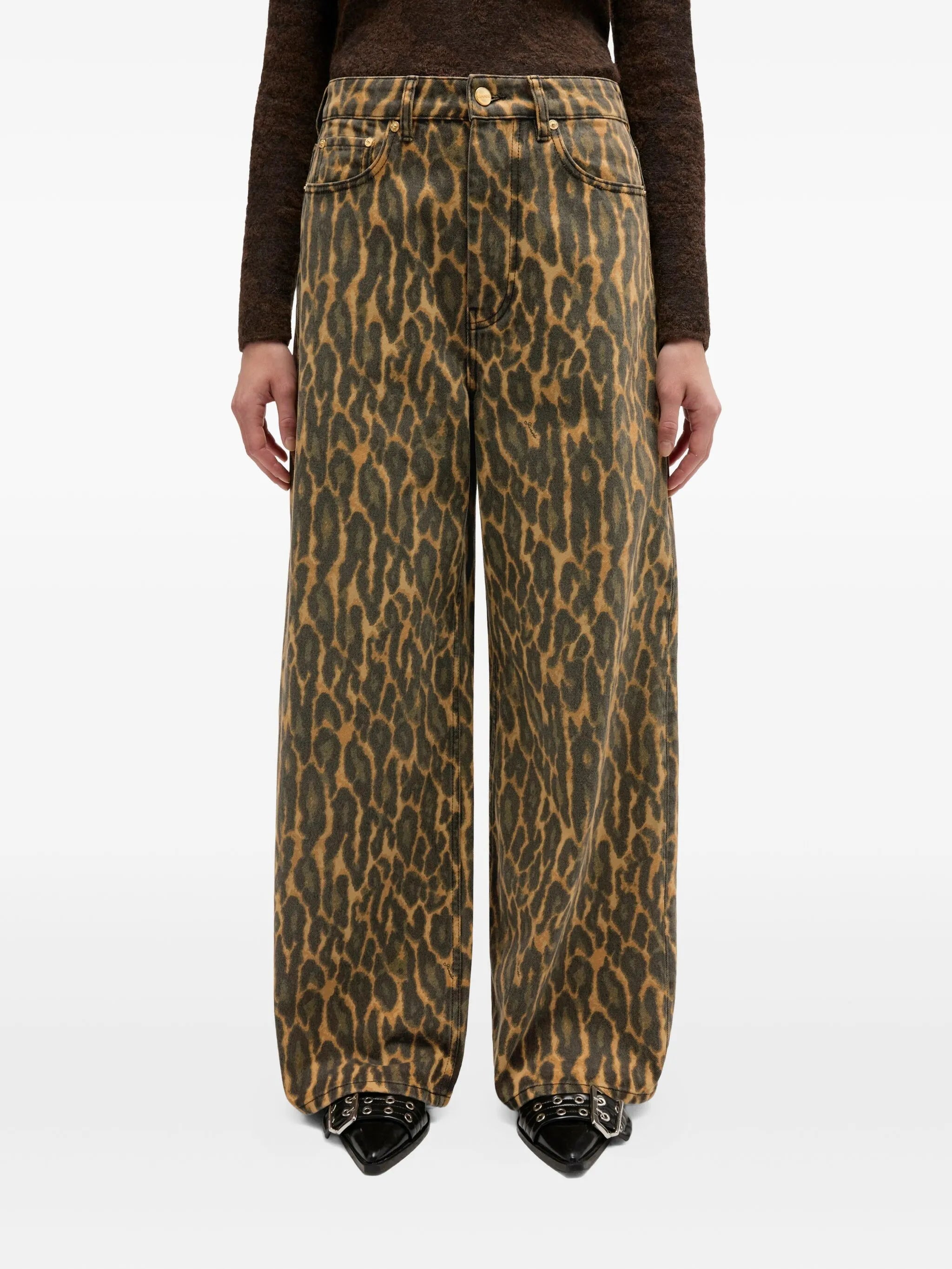 leopard-print jeans
