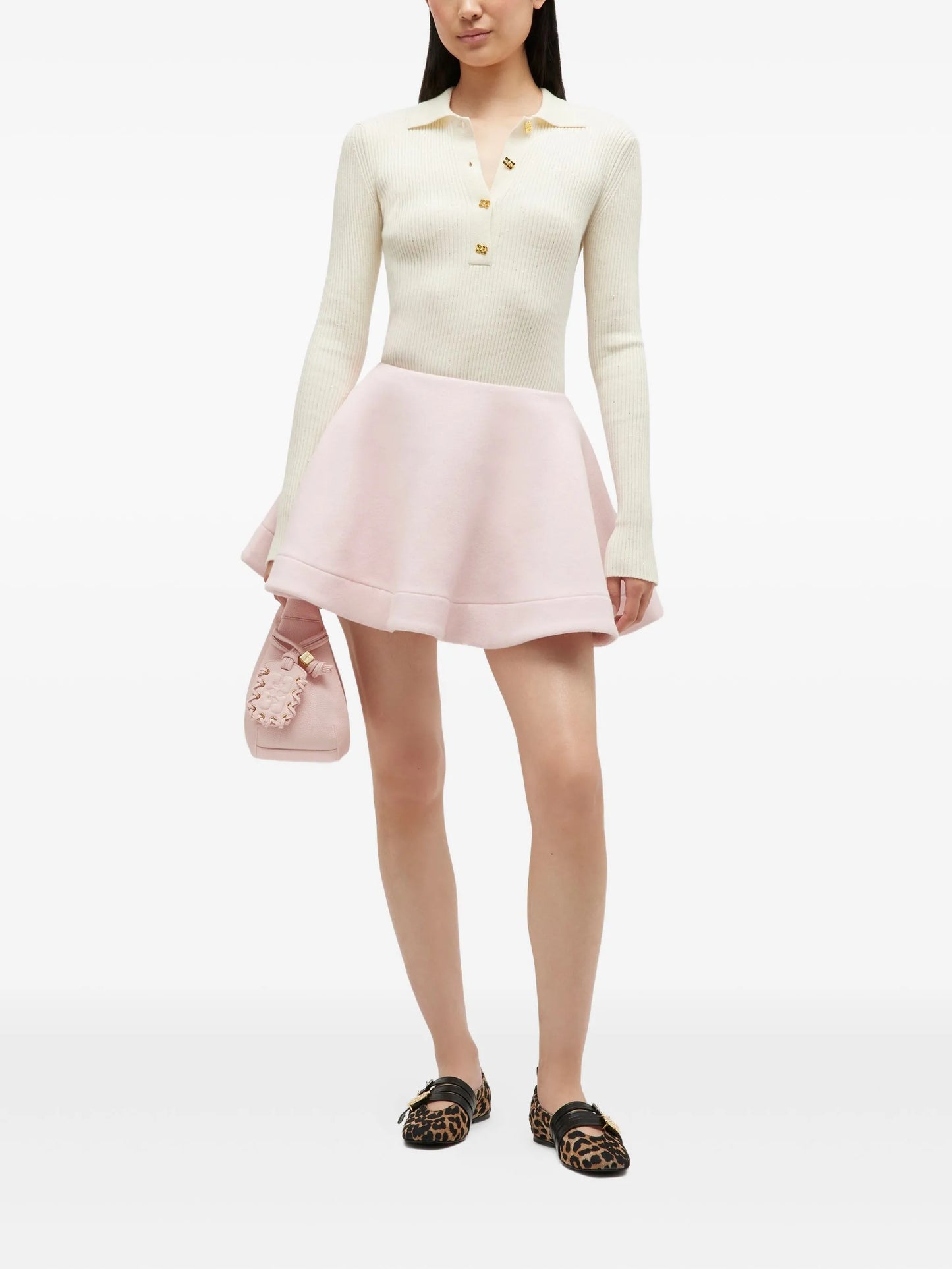 elasticated-waistband mini skirt