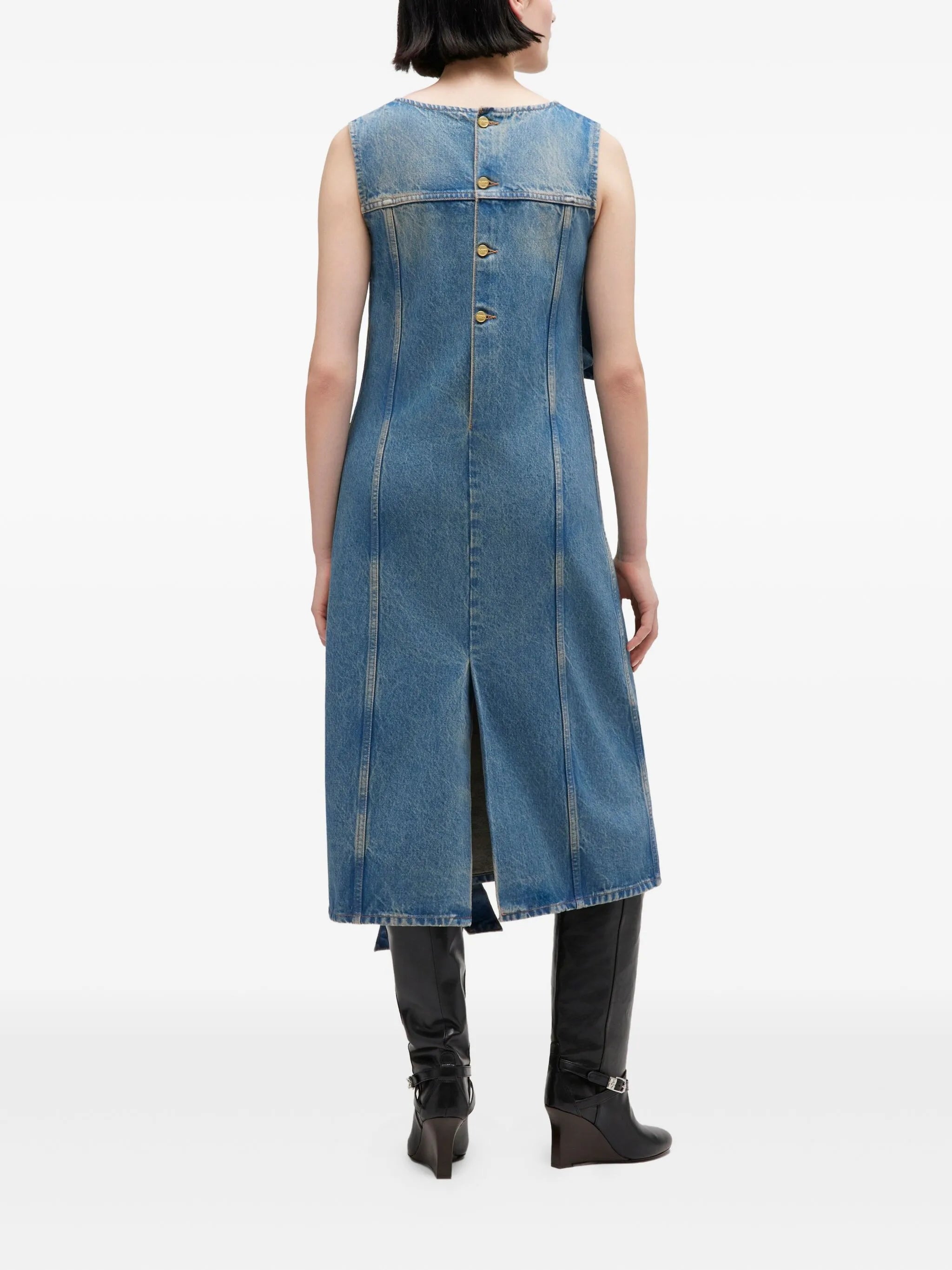 round-neck midi dress