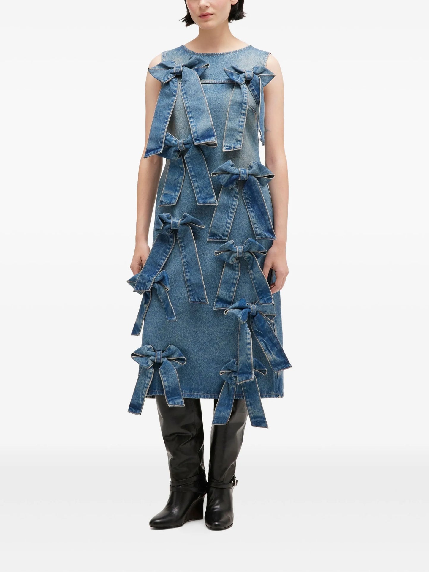 round-neck midi dress