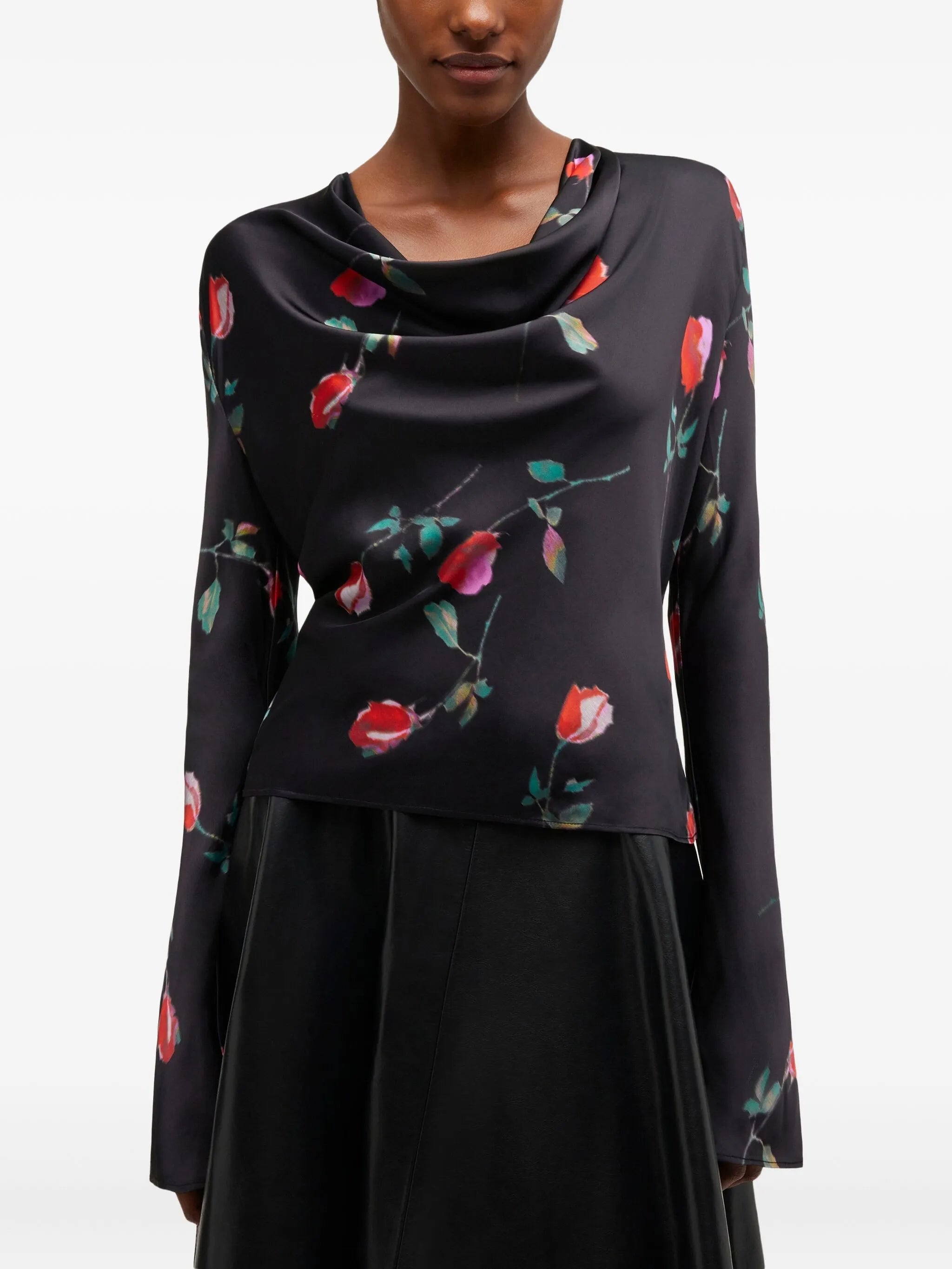 floral cowl-neck top