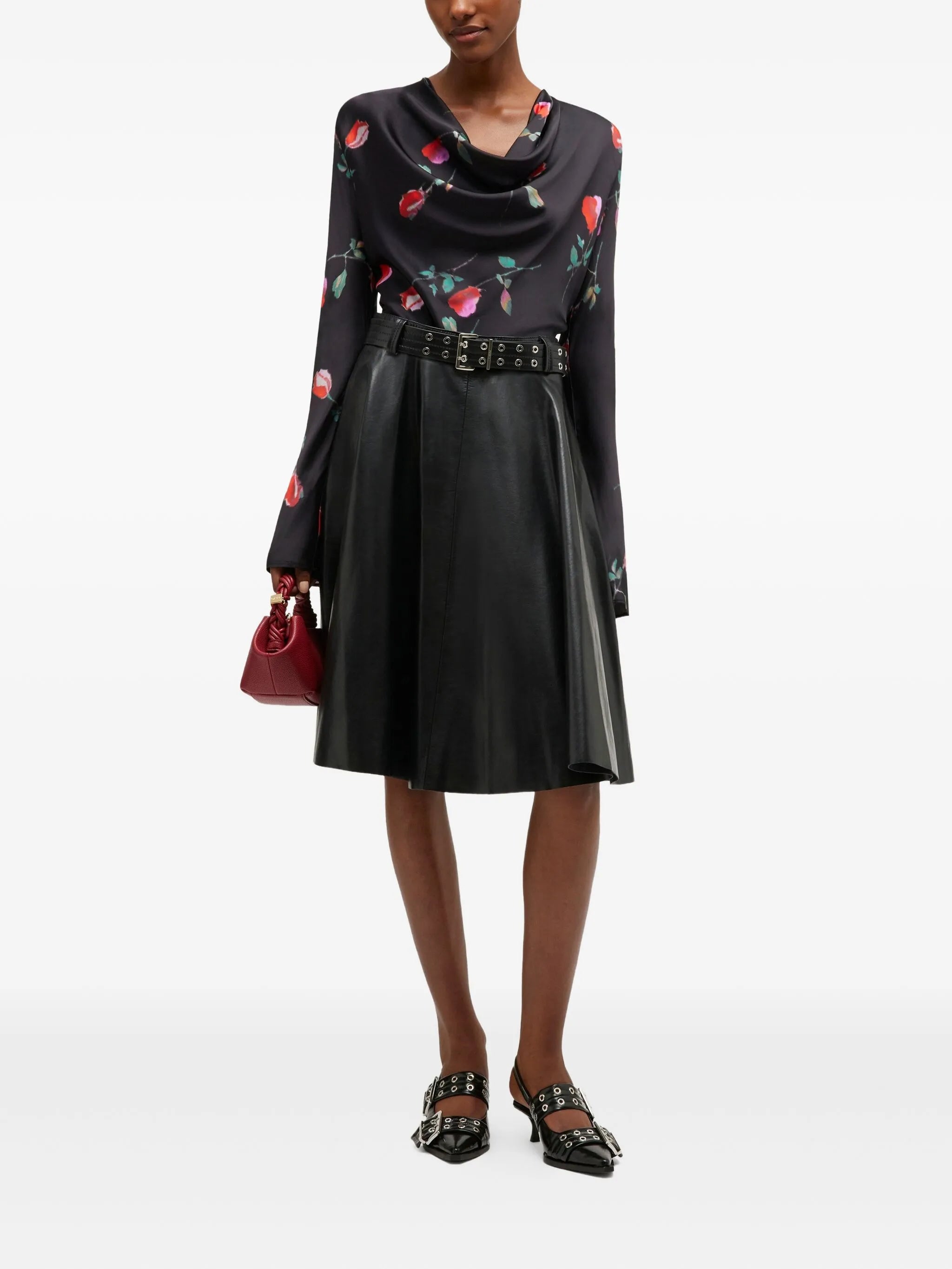 floral cowl-neck top