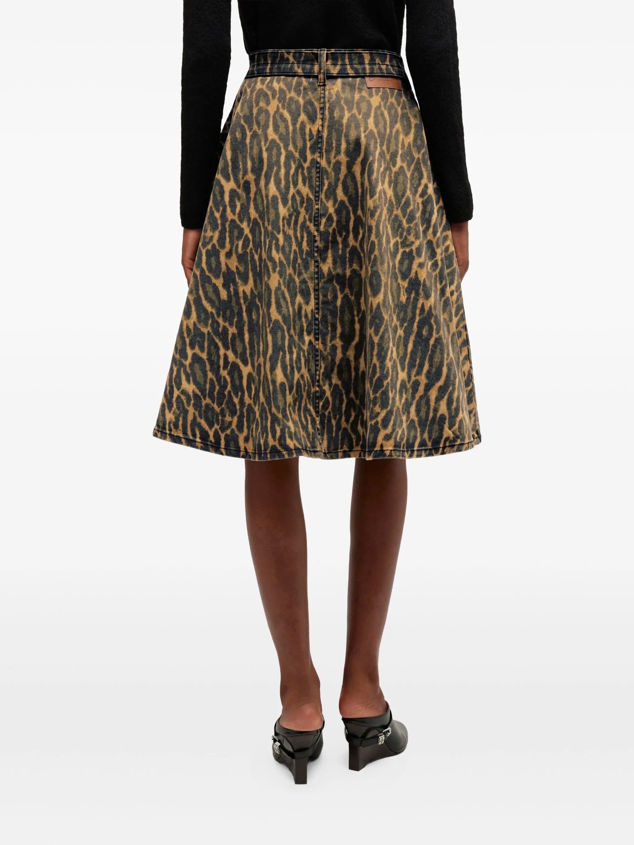 leopard-print midi skirt
