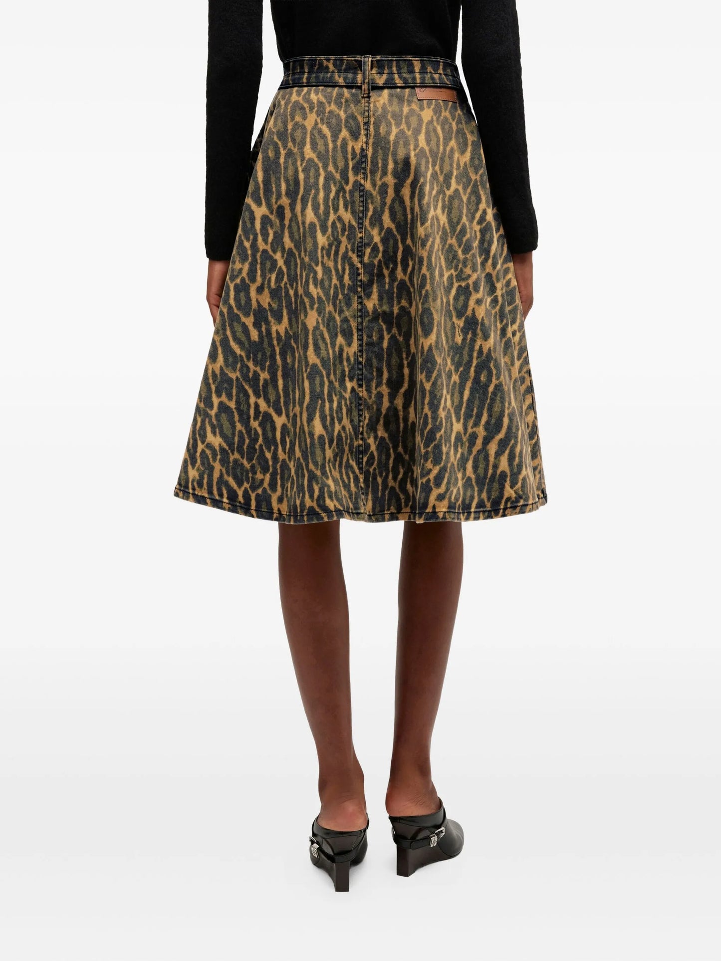 leopard-print midi skirt