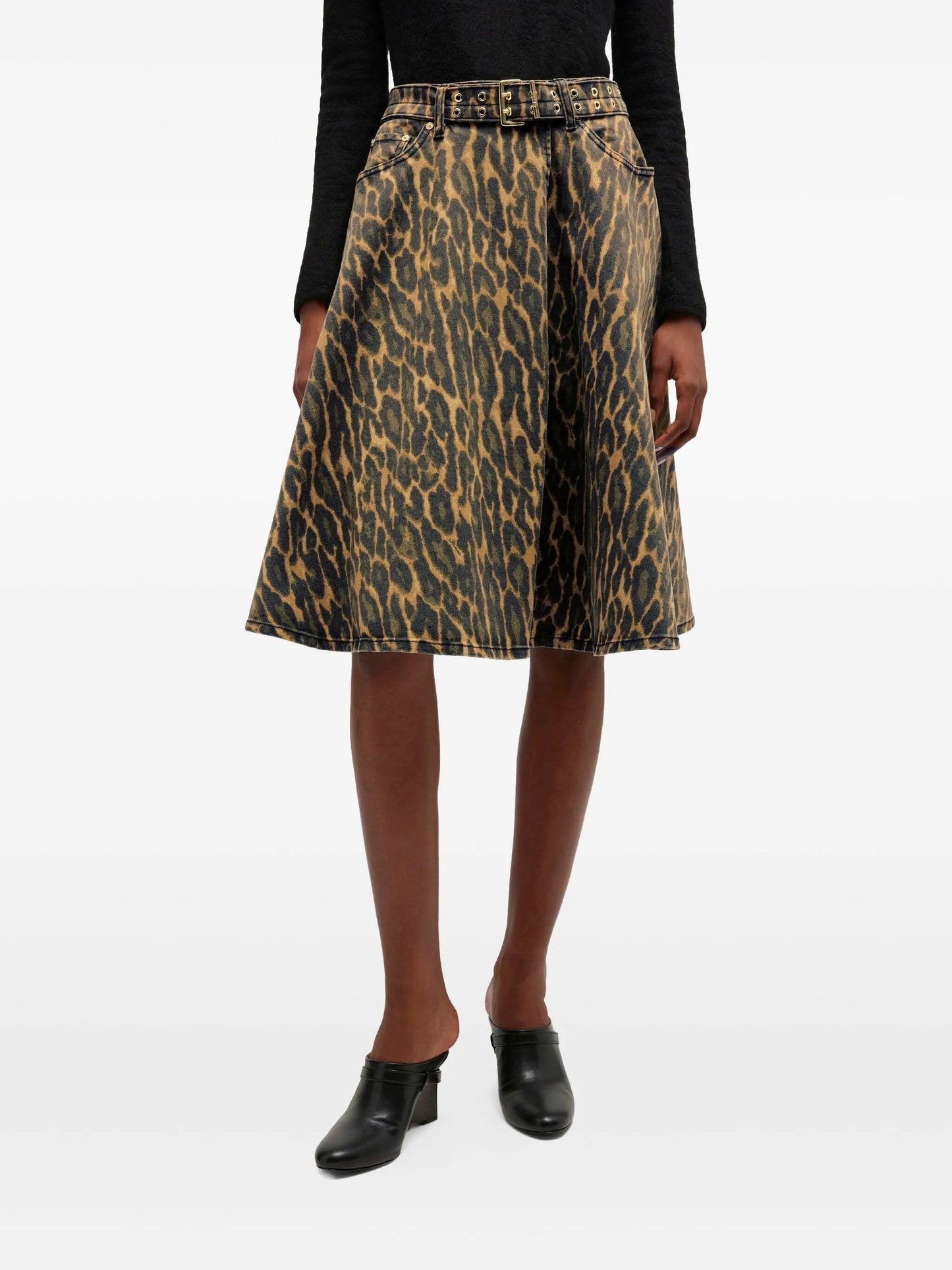 animal-print midi skirt
