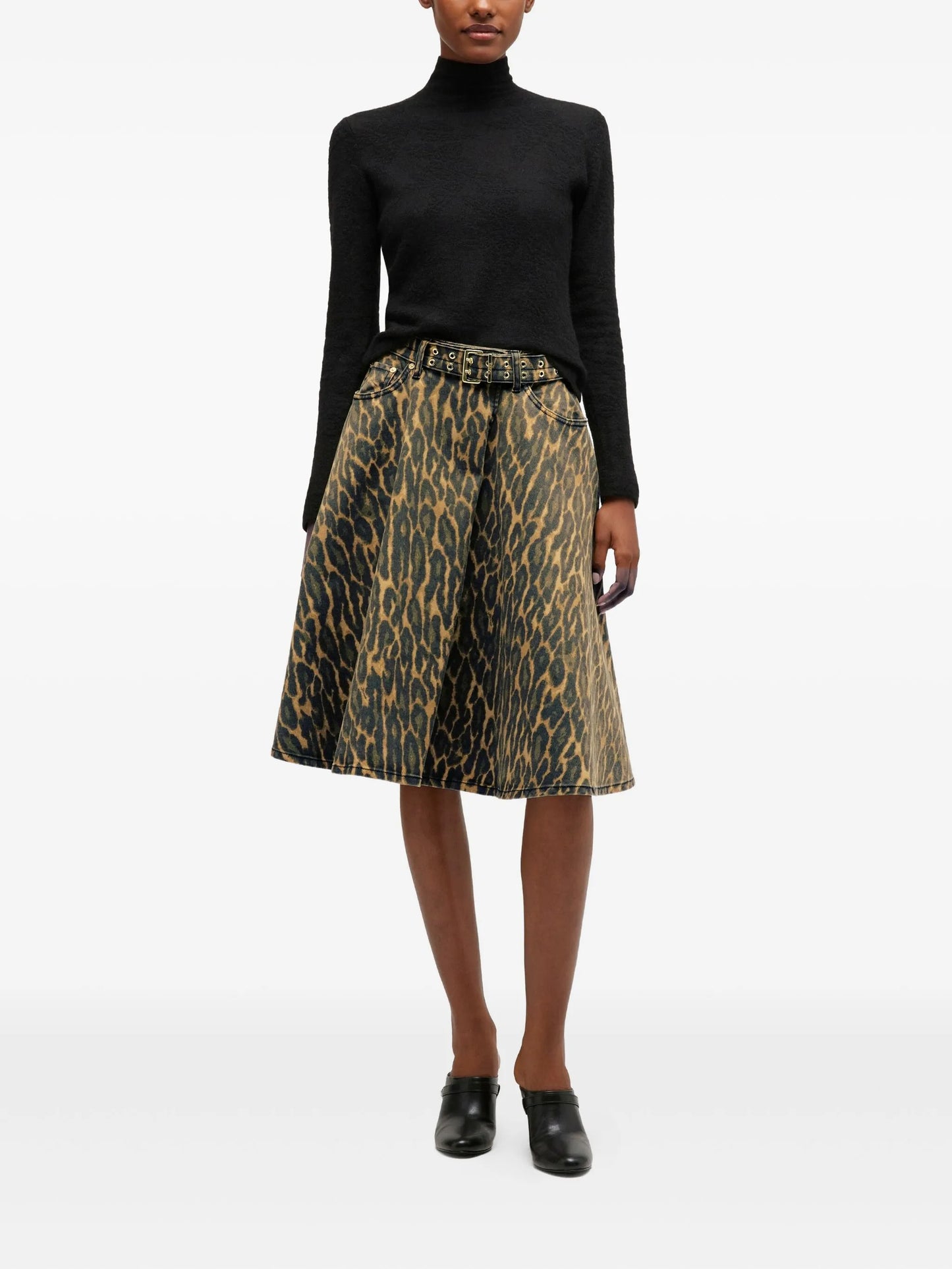 animal-print midi skirt