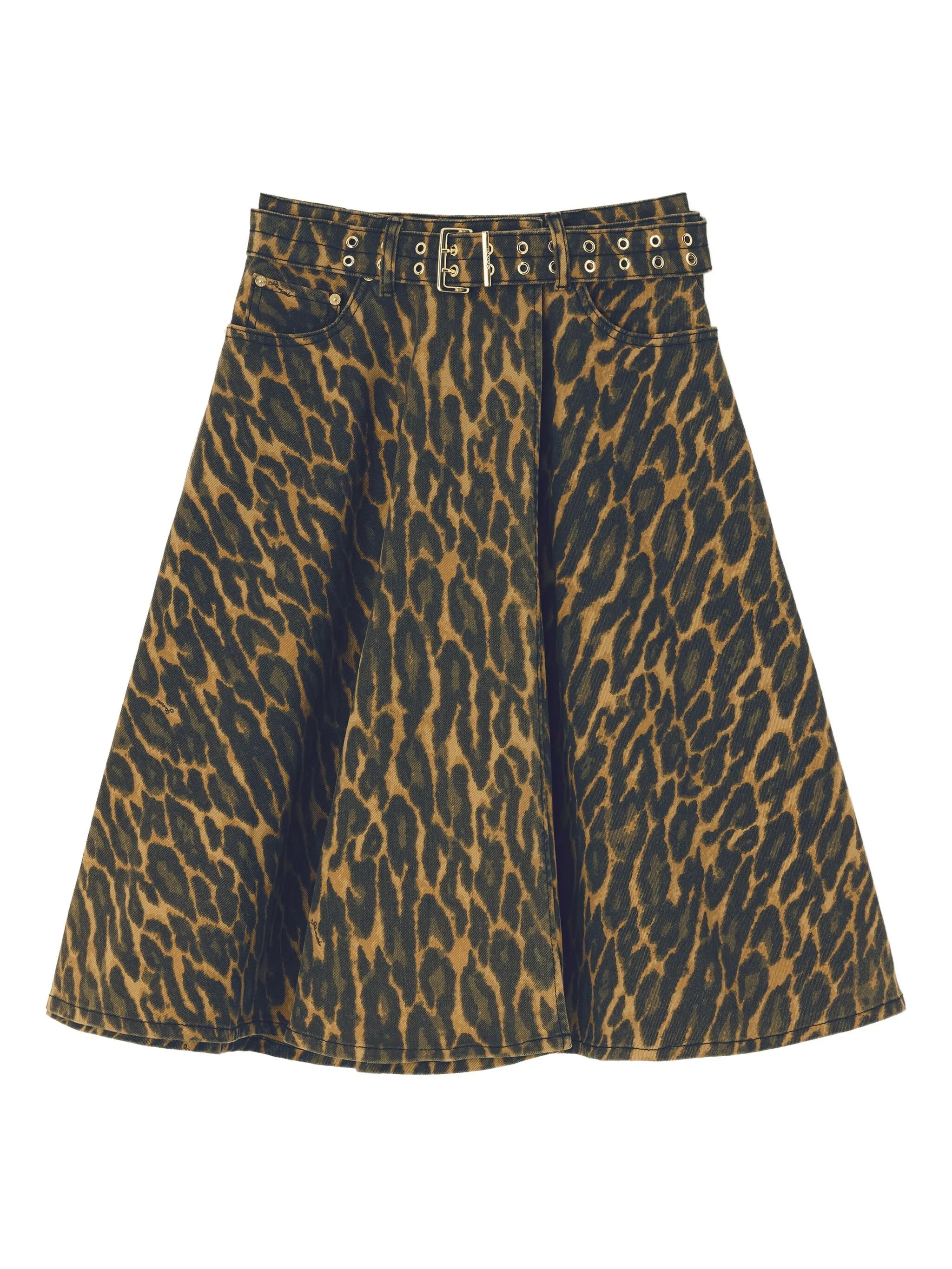 animal-print midi skirt