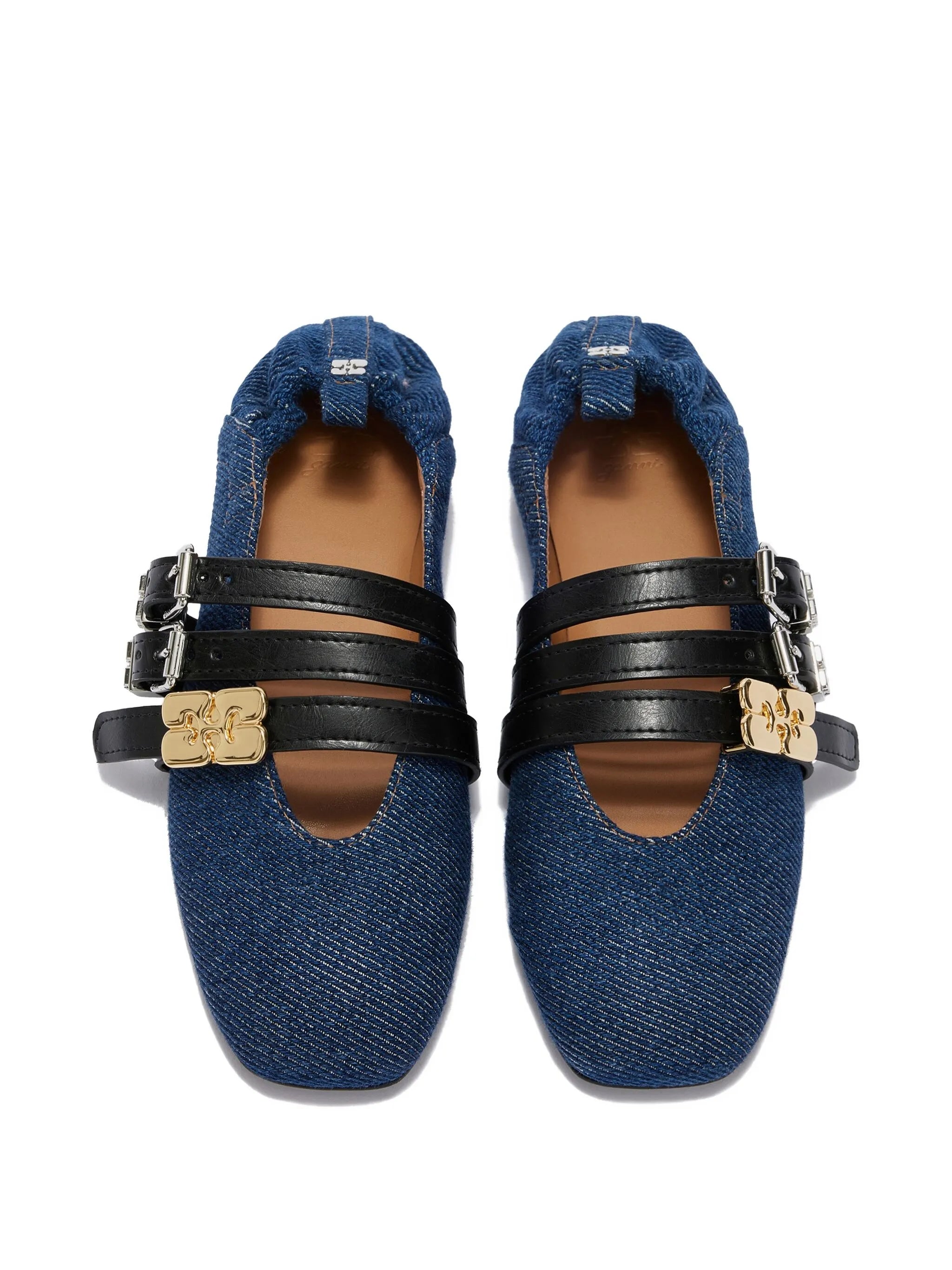 Sue Triple ballerinas in denim