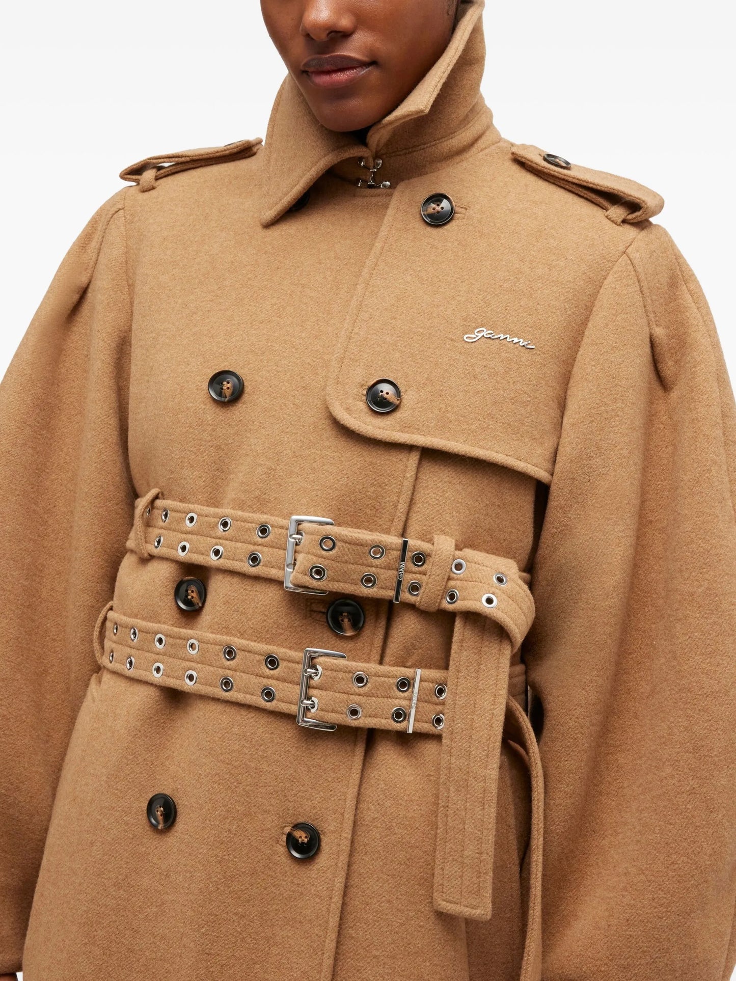 belted double-breasted trench coat
