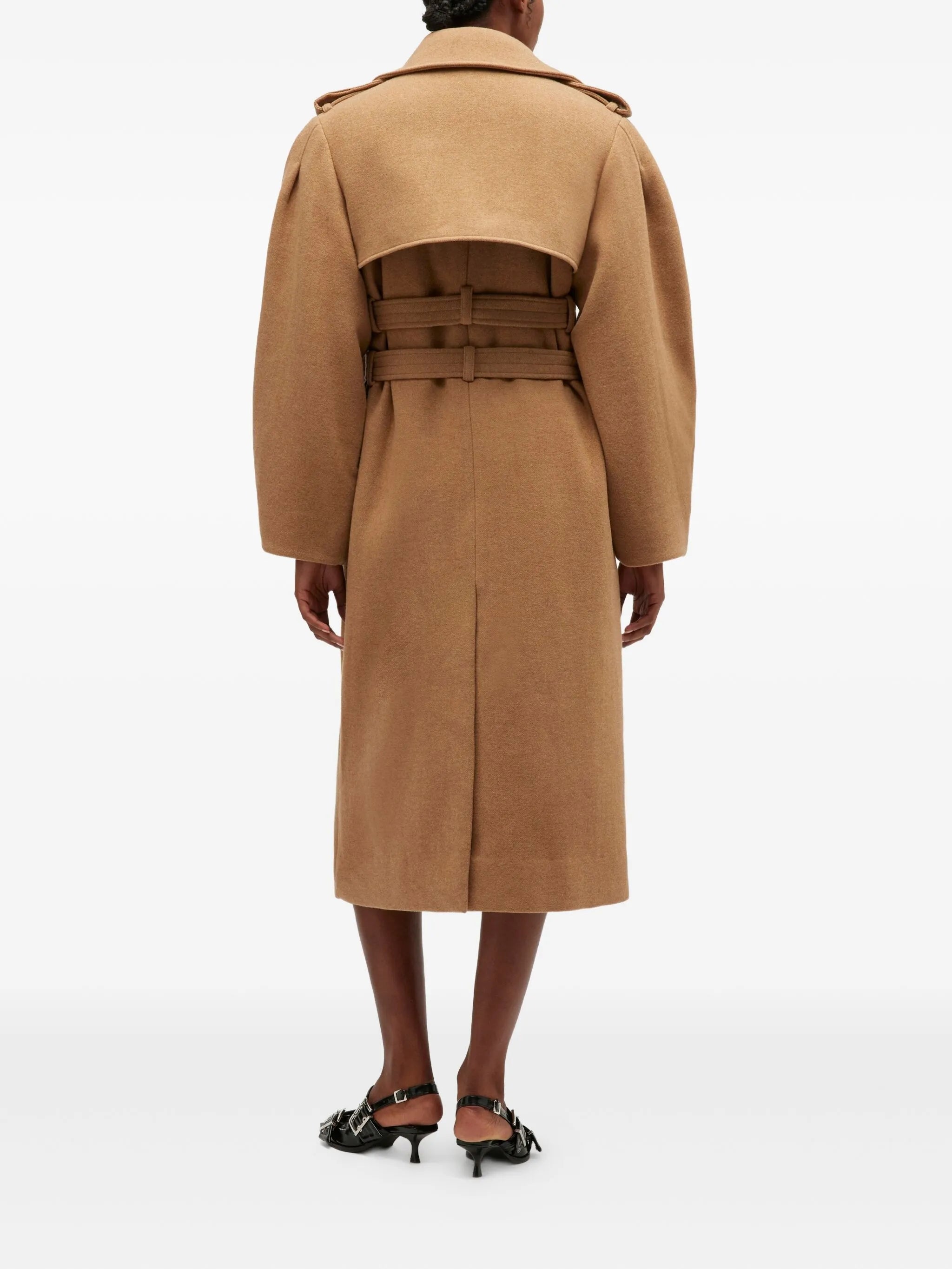 belted double-breasted trench coat
