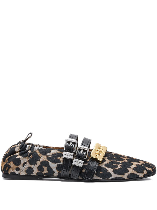 leopard-print buckle-detail ballet flats