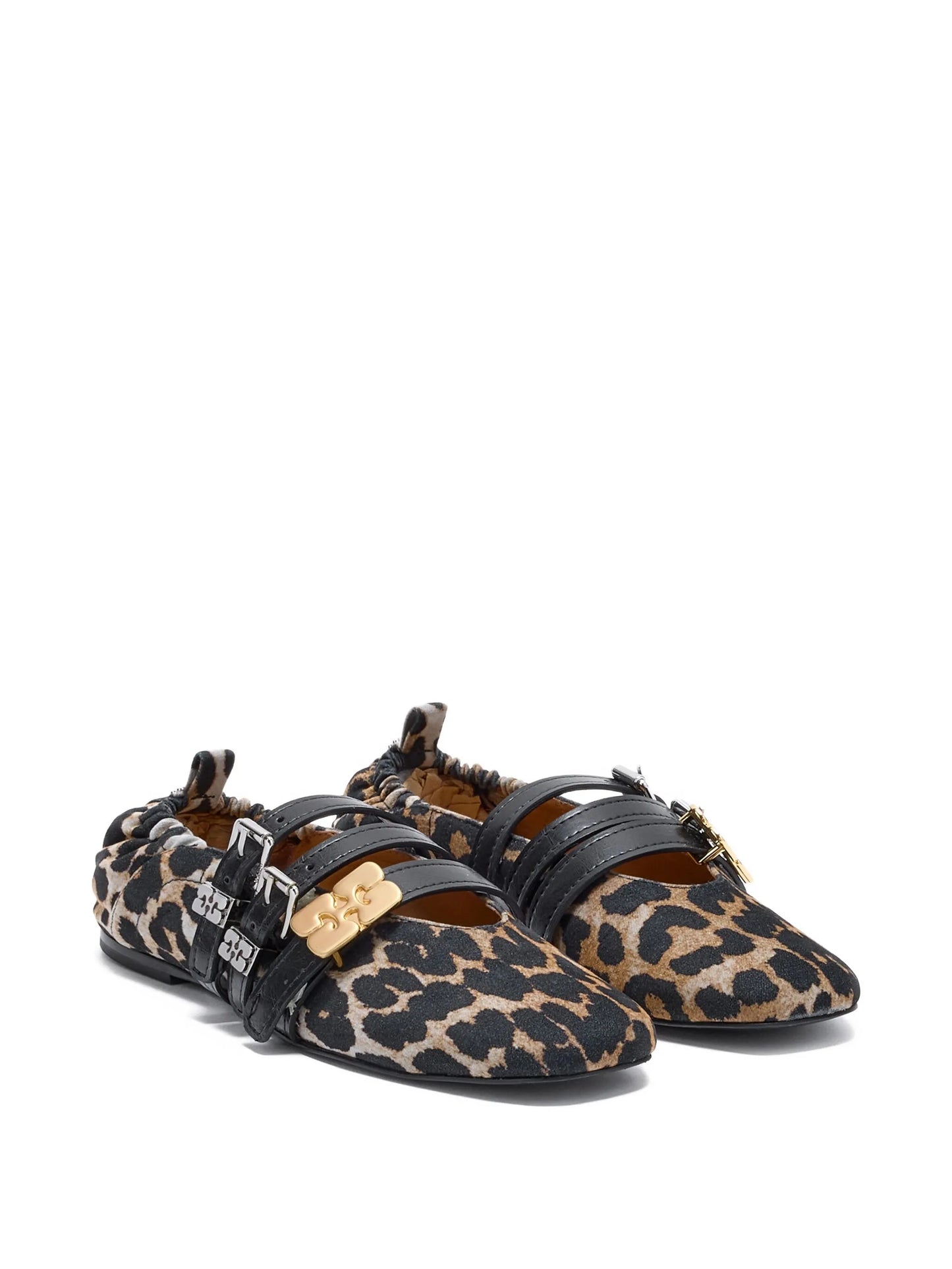leopard-print buckle-detail ballet flats