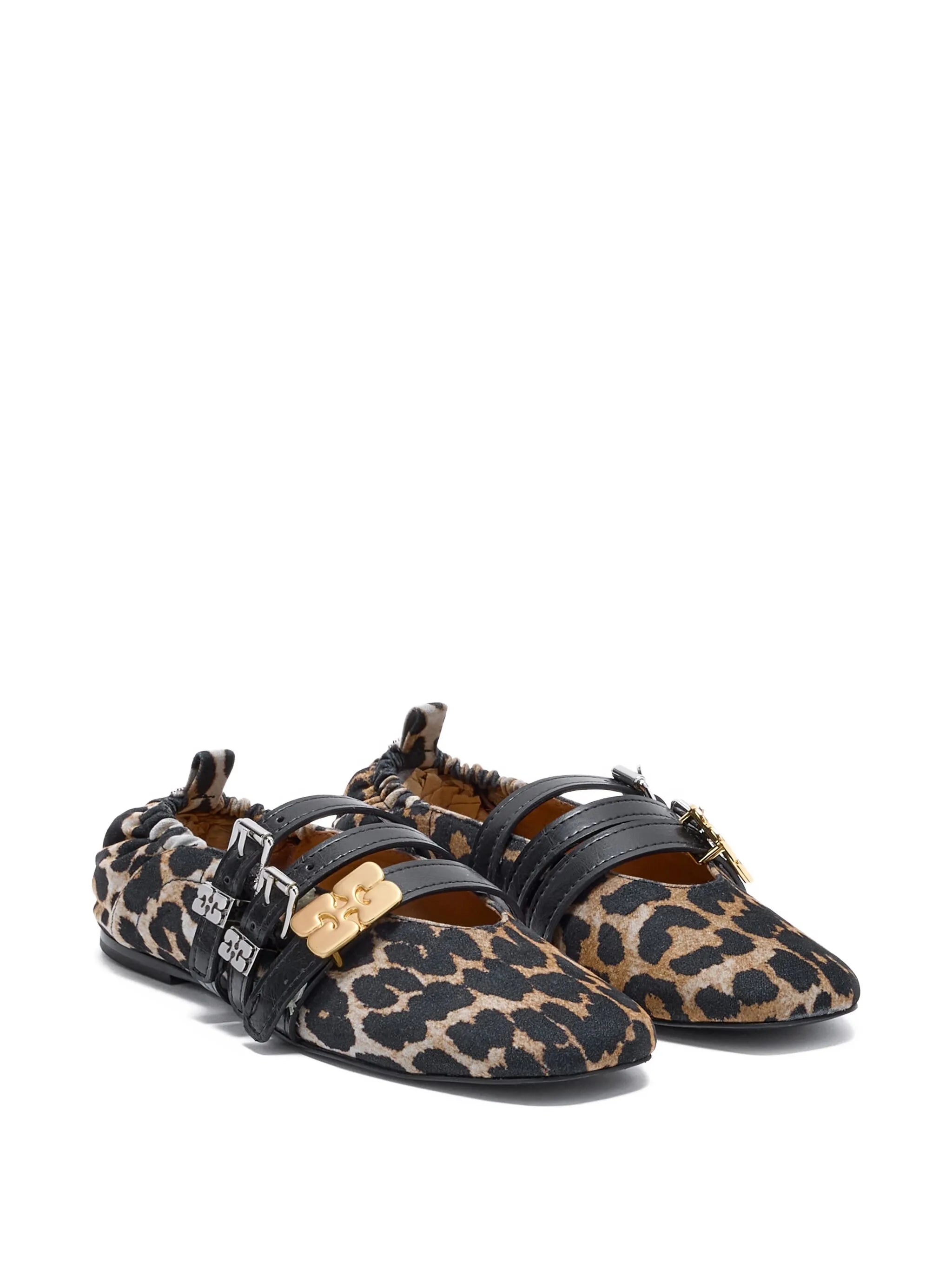 leopard-print buckle ballet flats