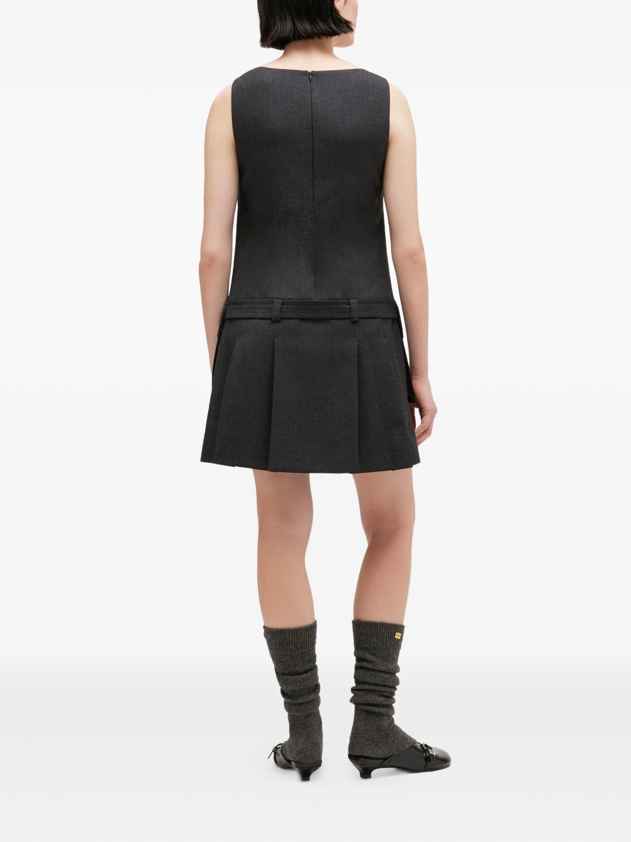 belted pocket mini dress