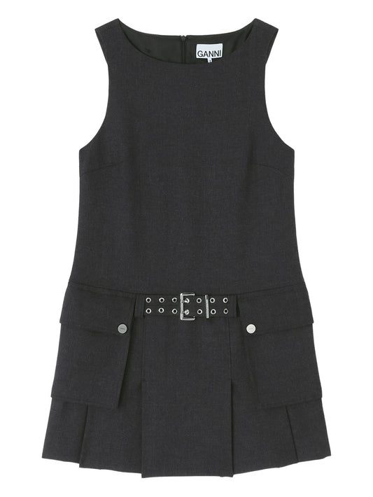 belted pocket mini dress