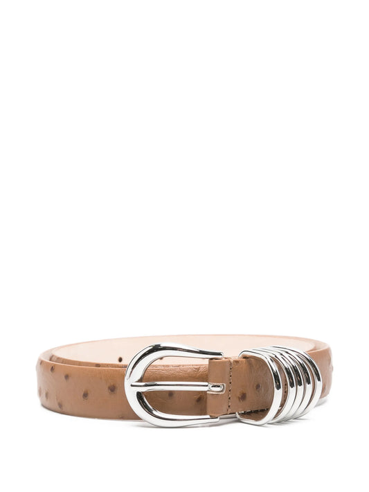 Hollyhock camel ostrich silver belt