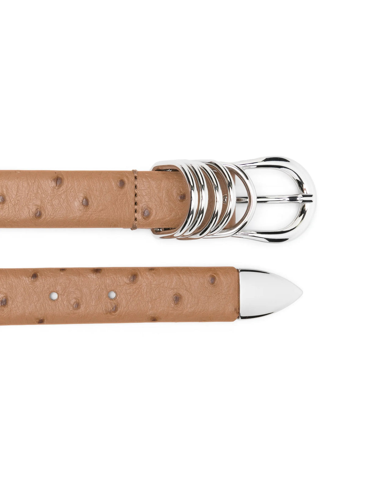 Hollyhock camel ostrich silver belt