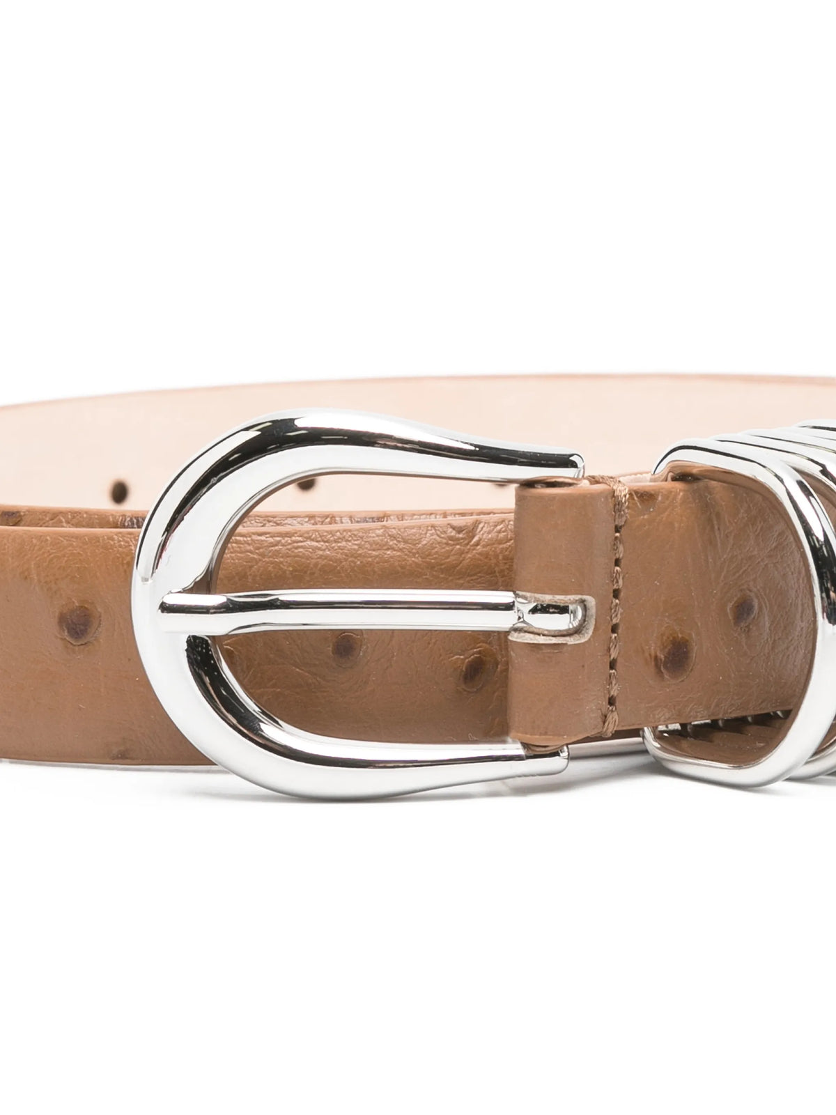 Hollyhock camel ostrich silver belt