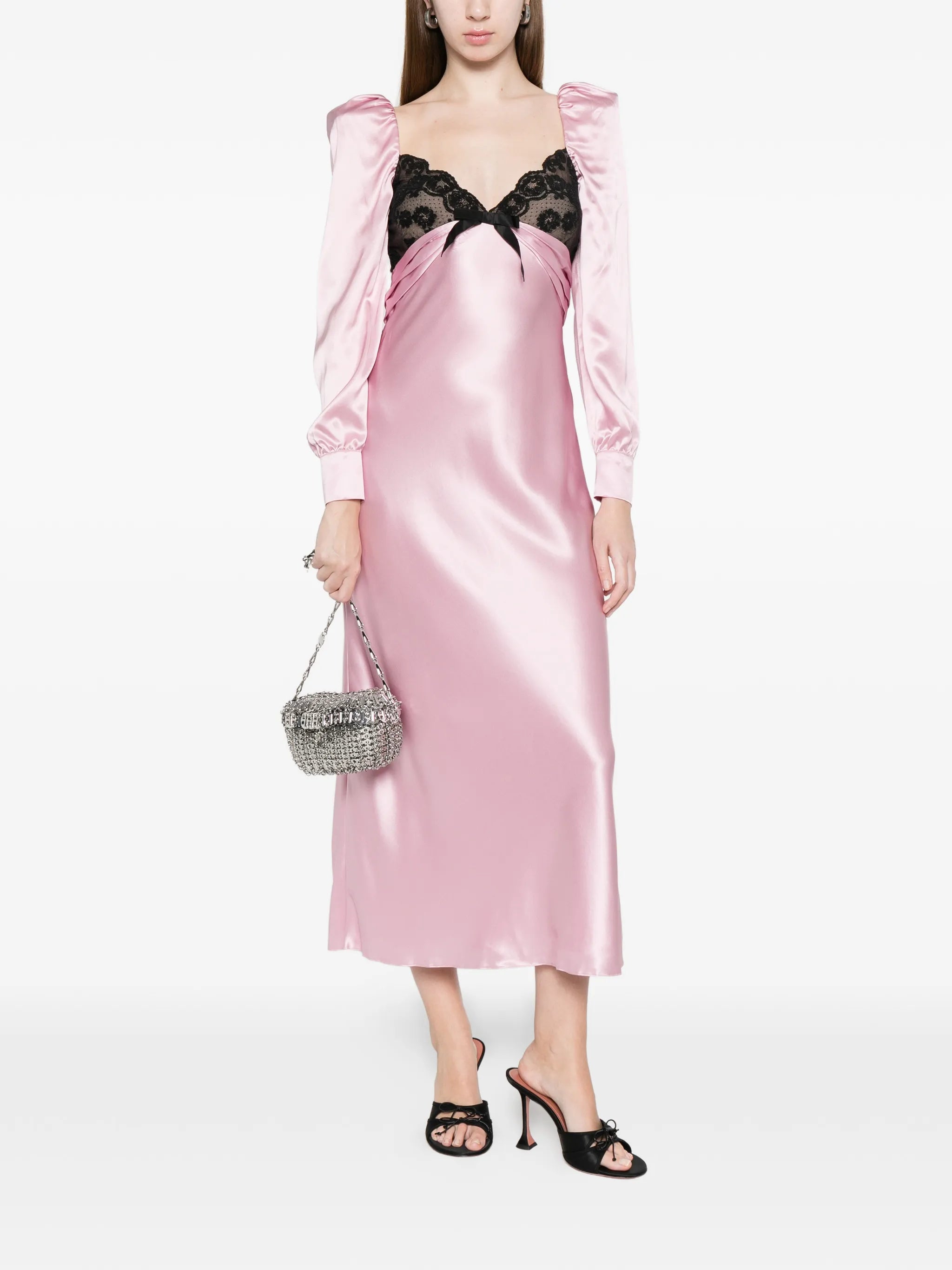 lace-detail midi dress