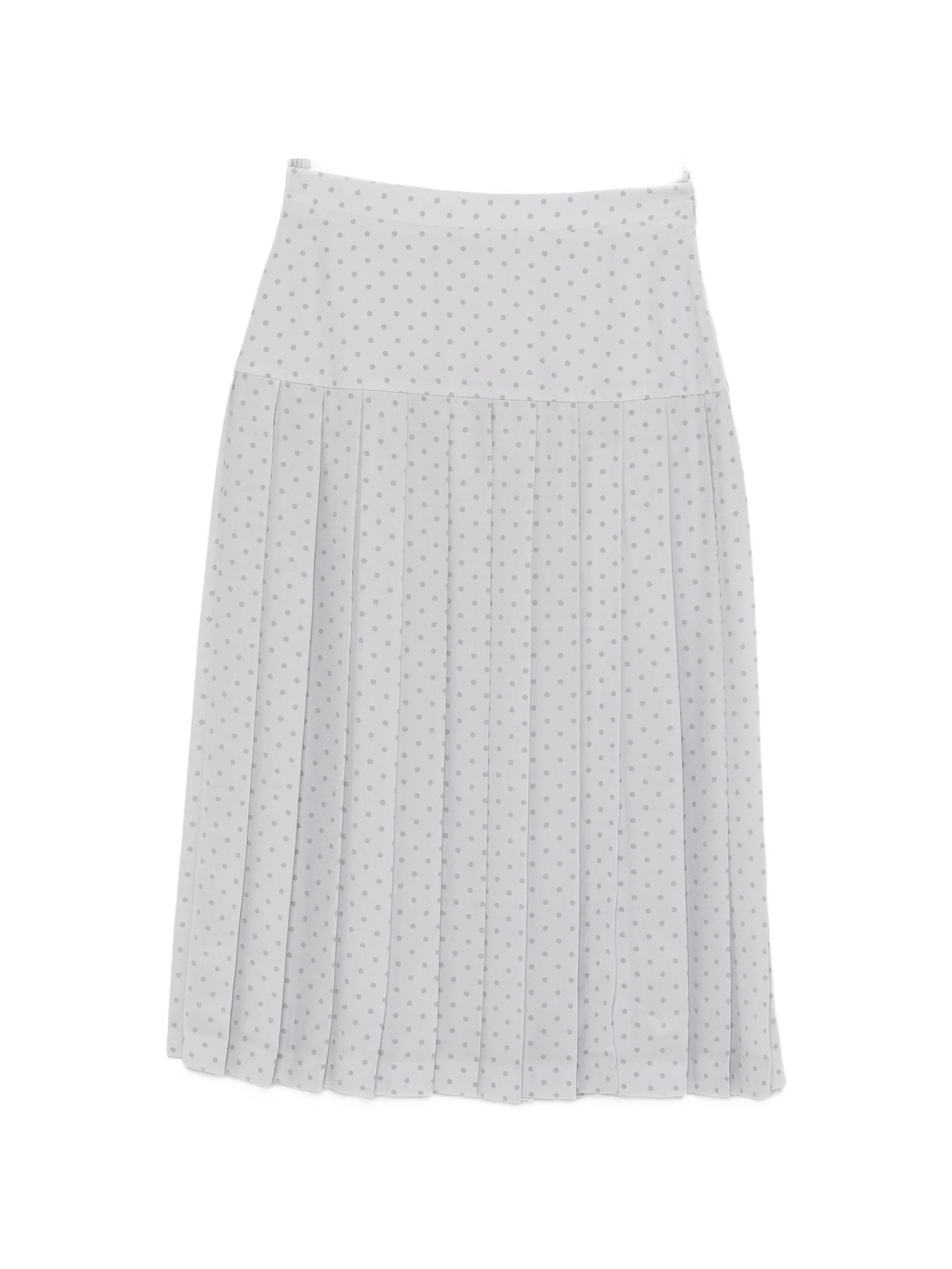 polka-dot pleated midi skirt