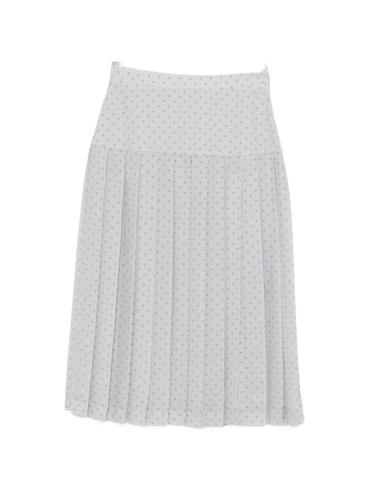 polka-dot pleated midi skirt