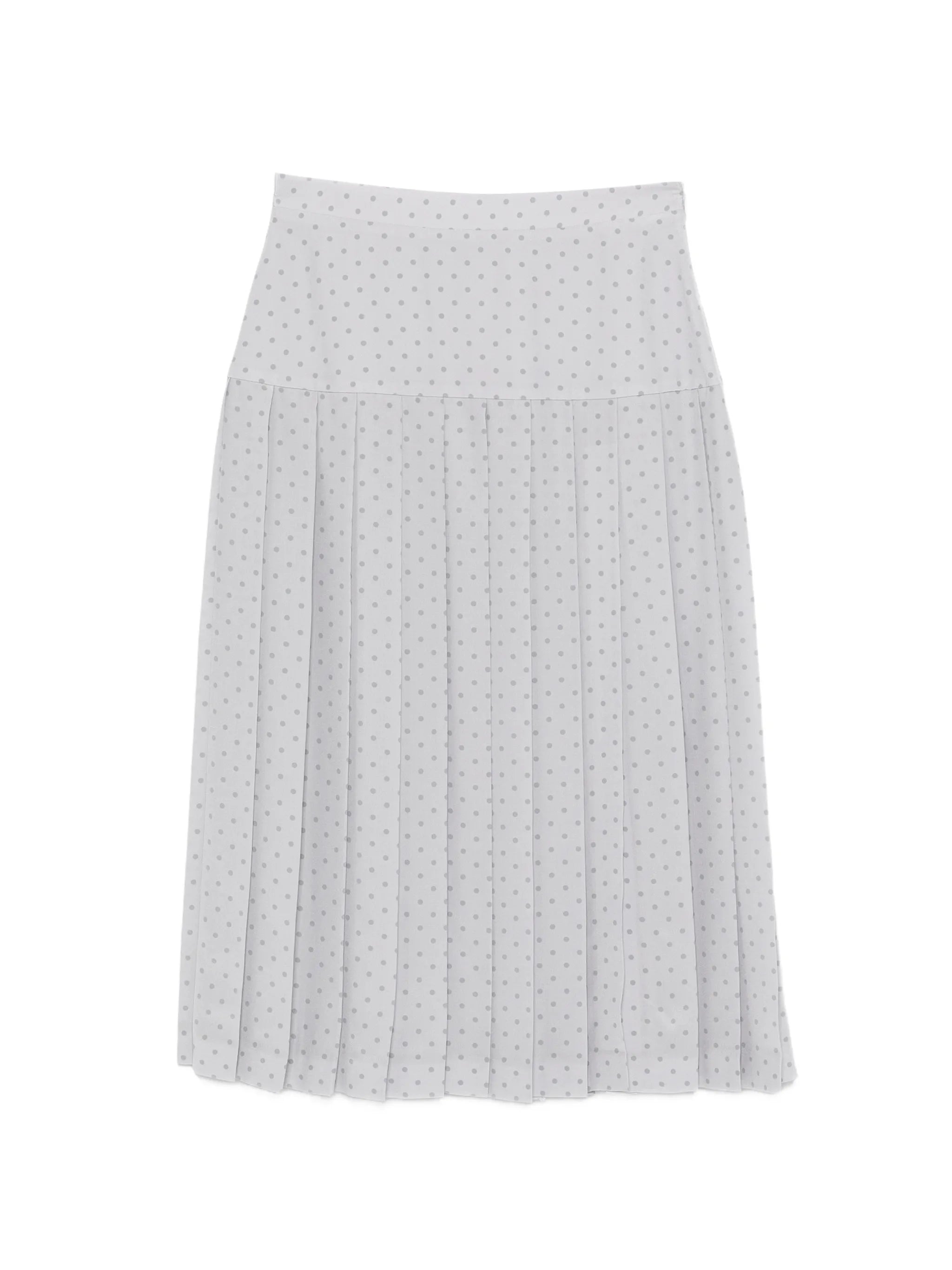 polka-dot pleated midi skirt