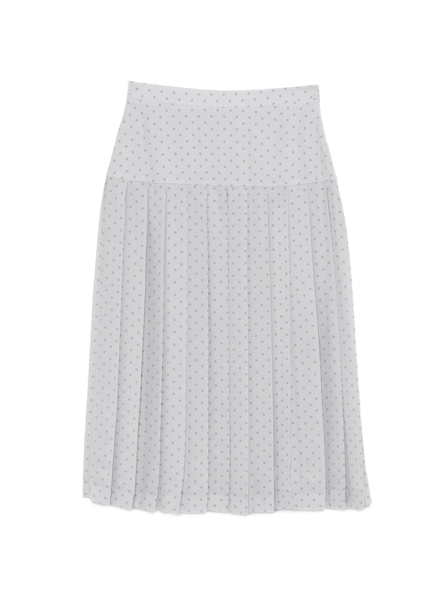 polka-dot pleated midi skirt