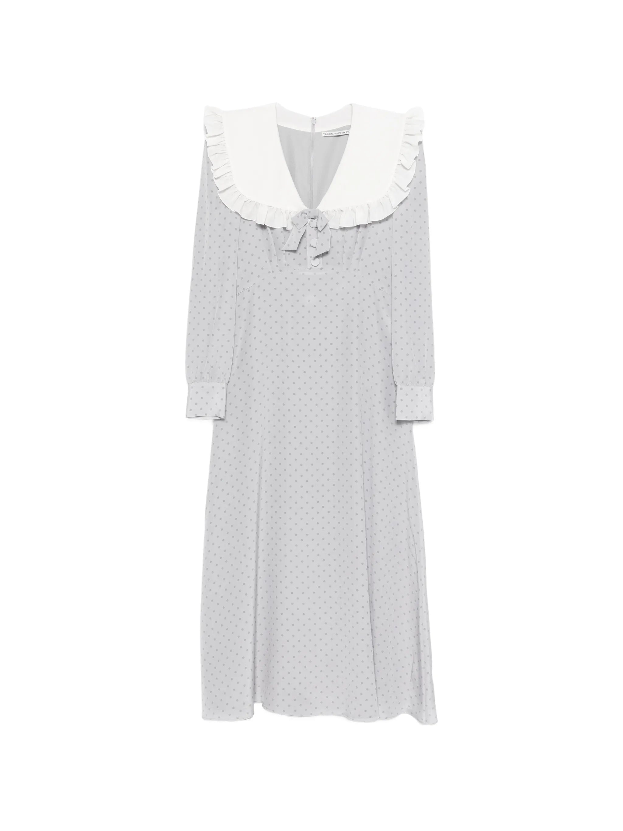 ruffled polka dot midi dress