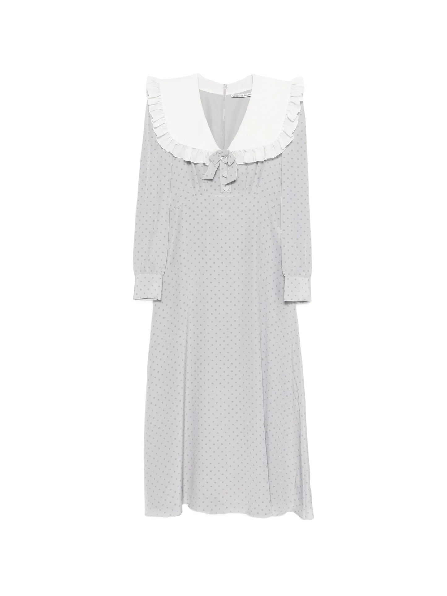ruffled polka dot midi dress