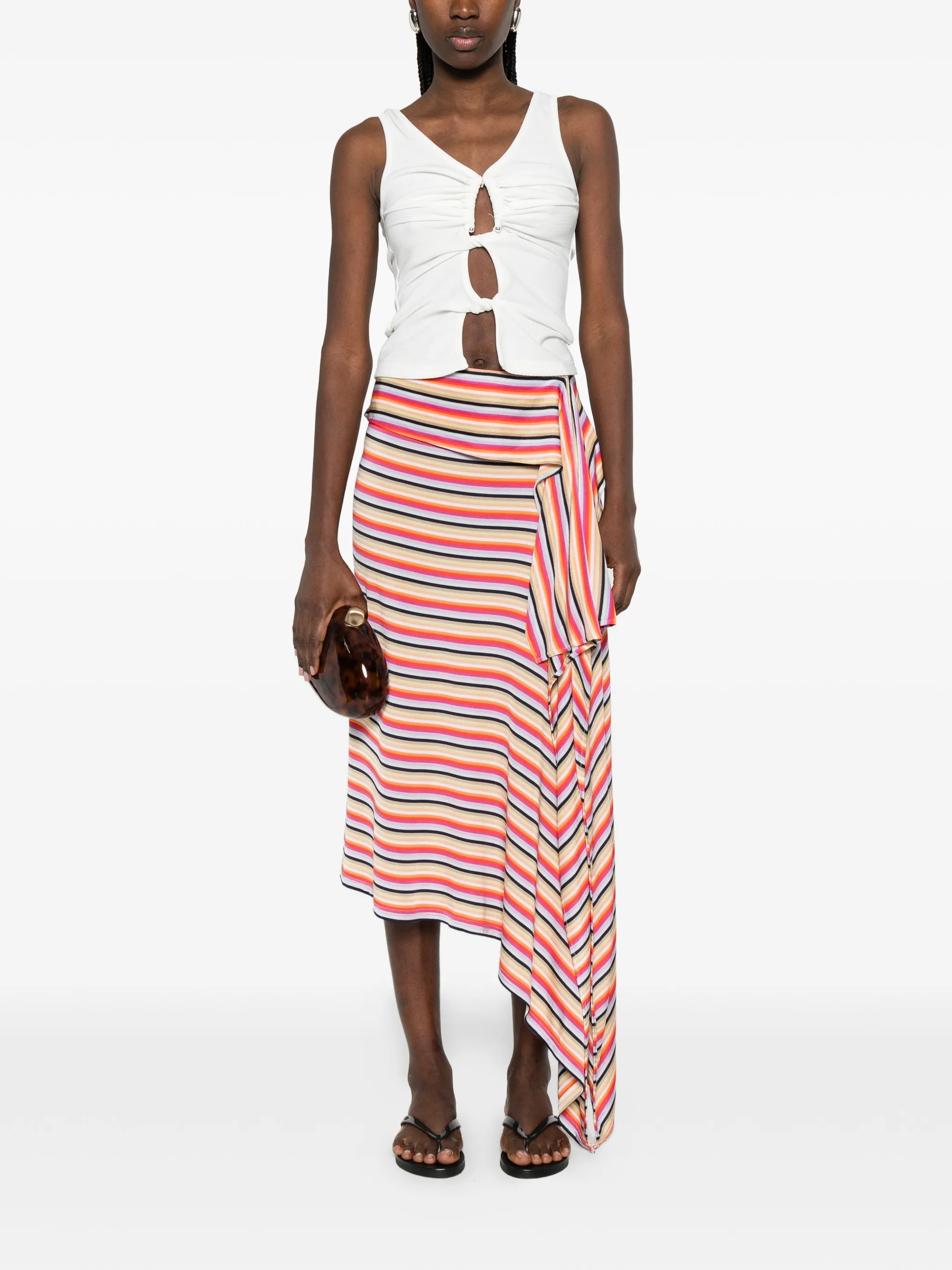 Calypso striped astmmetric skirt
