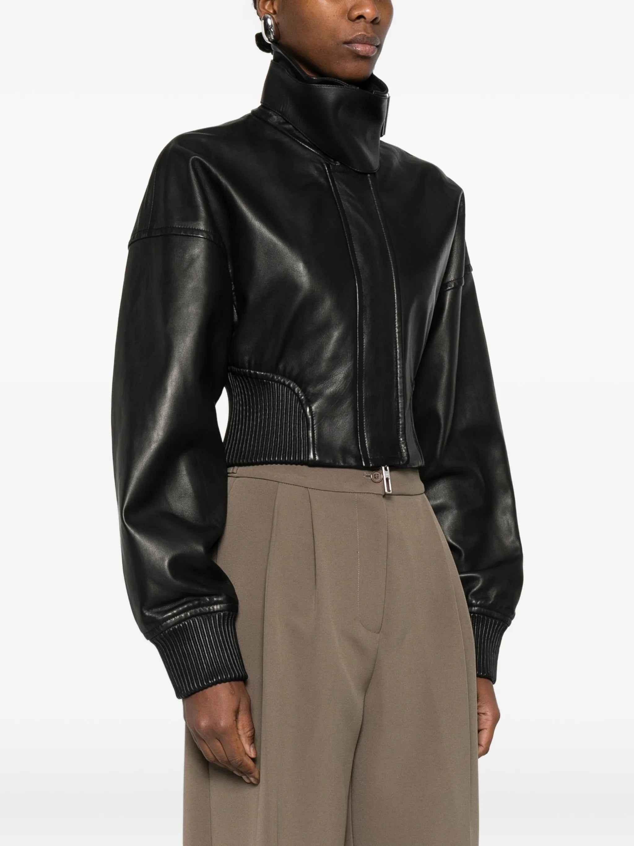 ribbed leather jacket