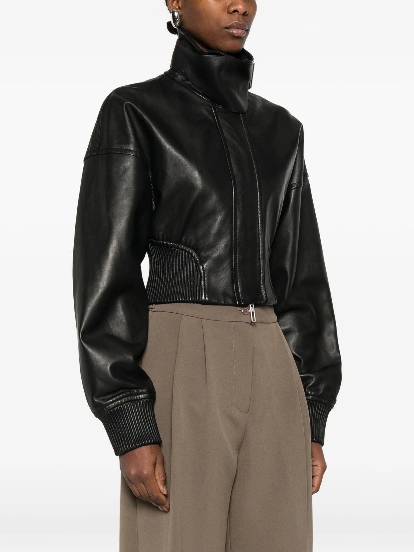 cropped leather jacket