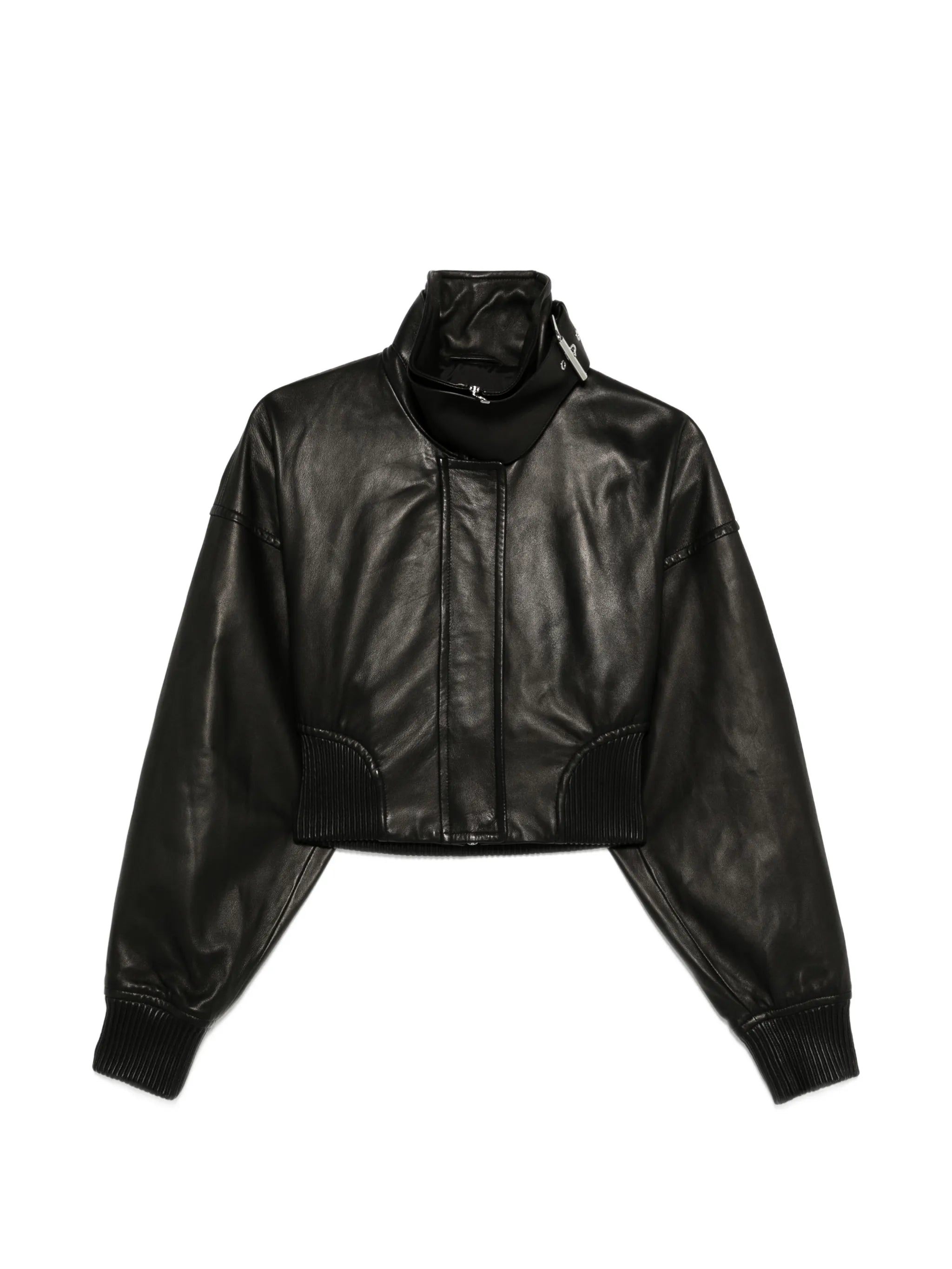 ribbed leather jacket
