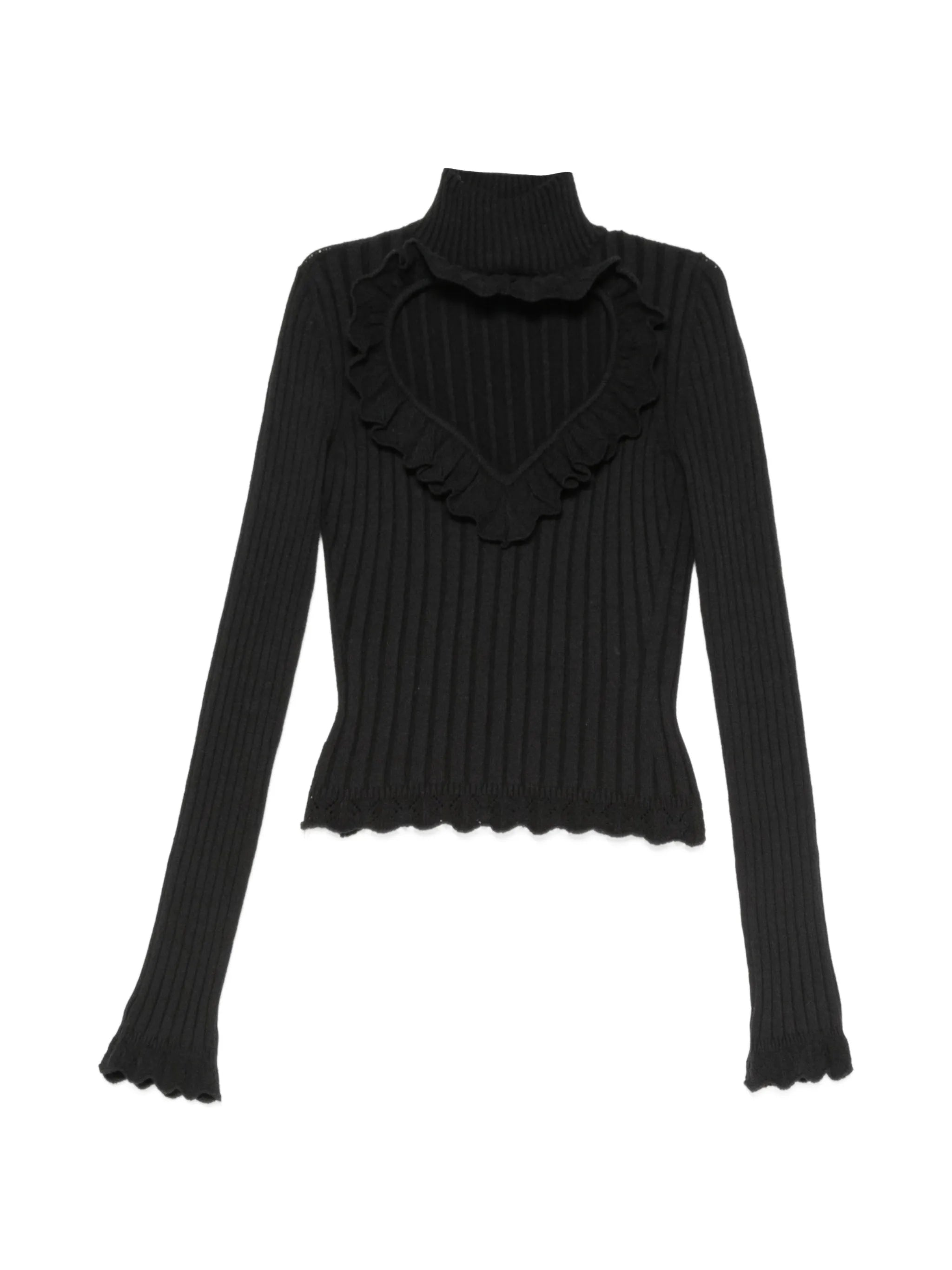 ruffled heart-cutout sweater