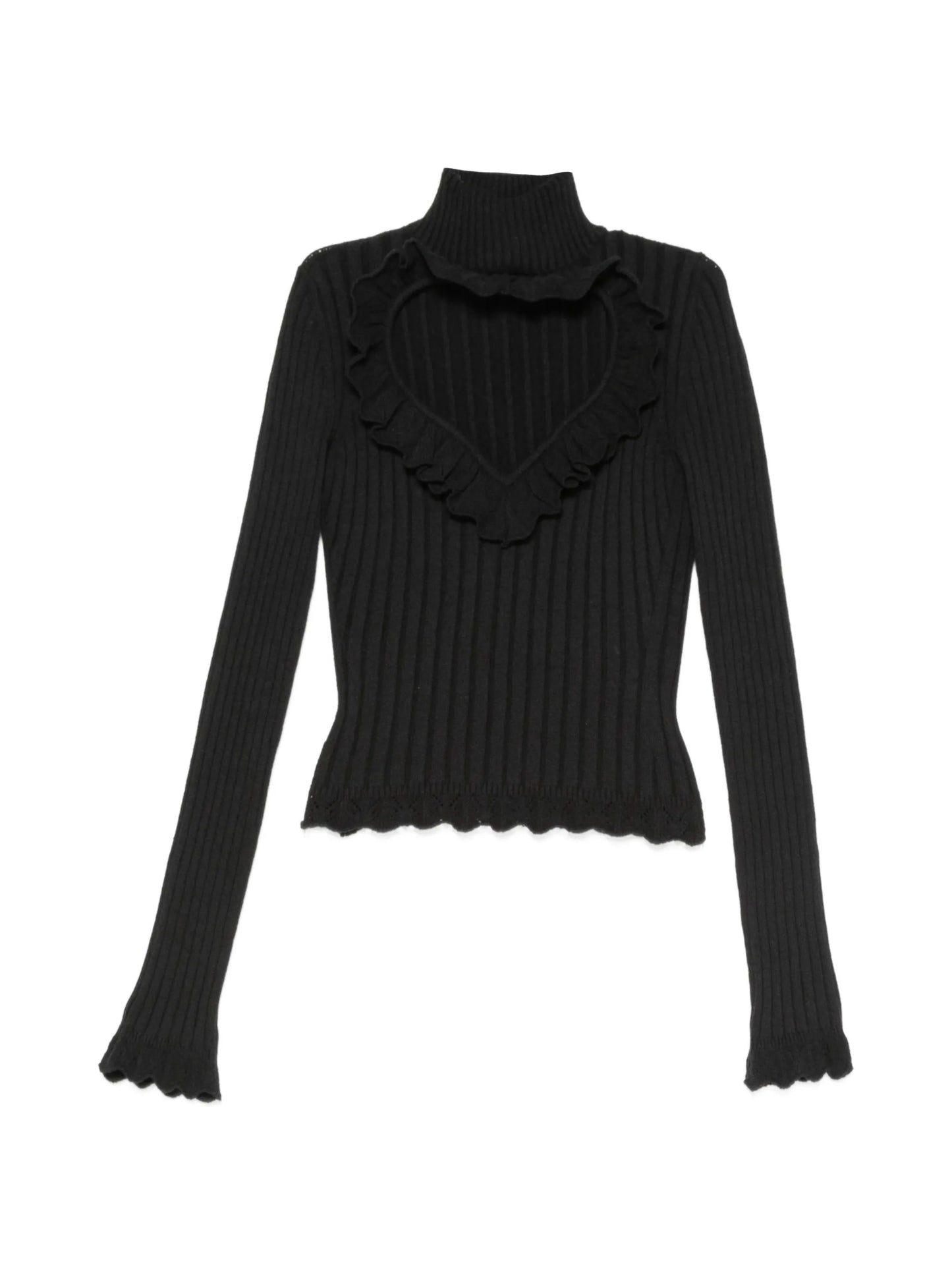ruffled heart-cutout sweater
