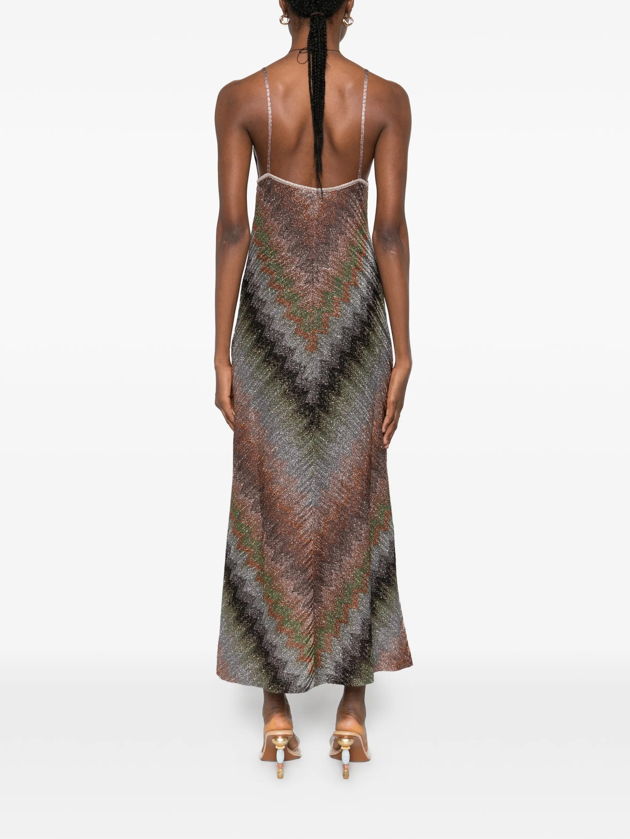 V-neck chevron maxi dress