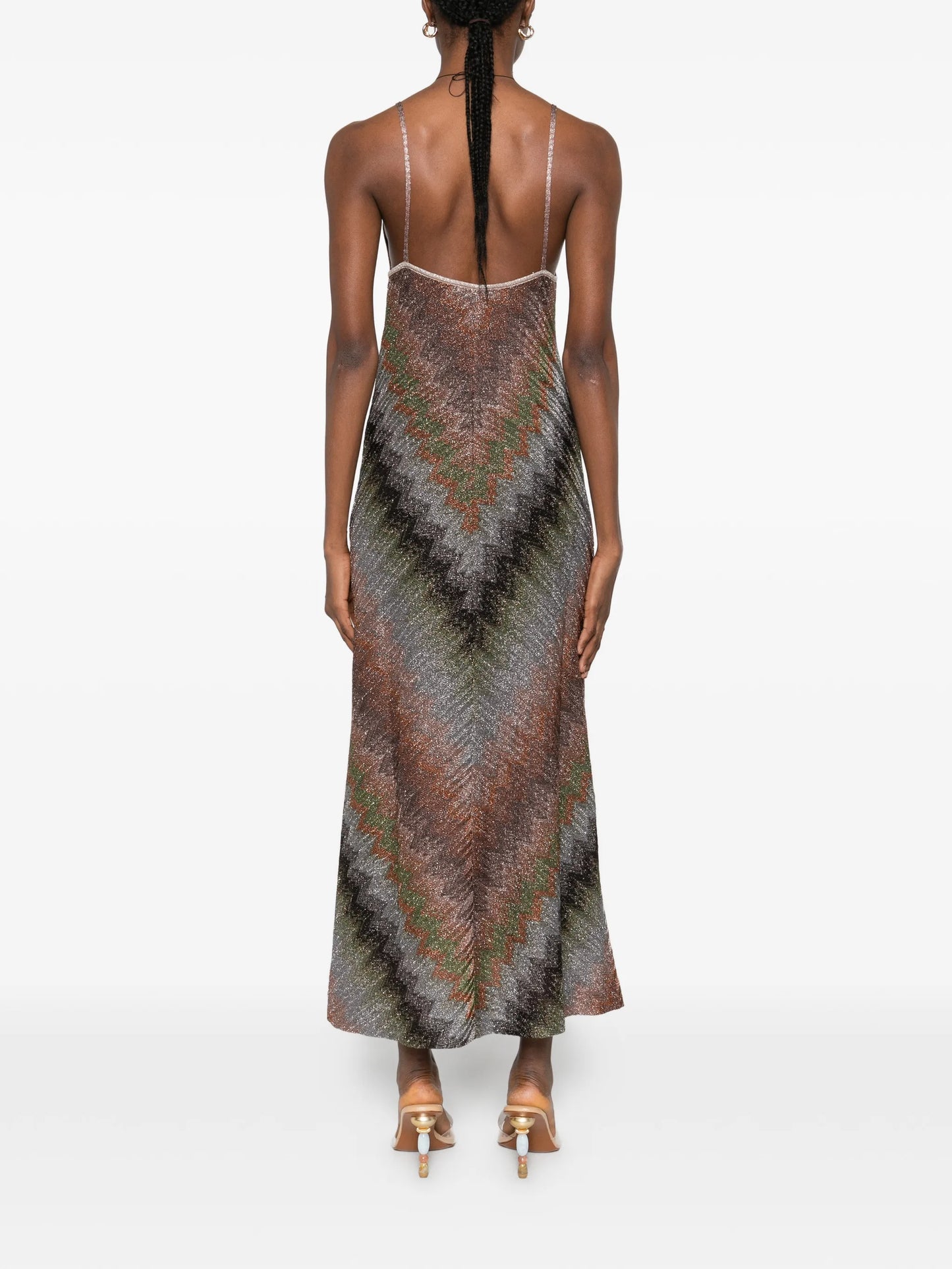 V-neck chevron maxi dress