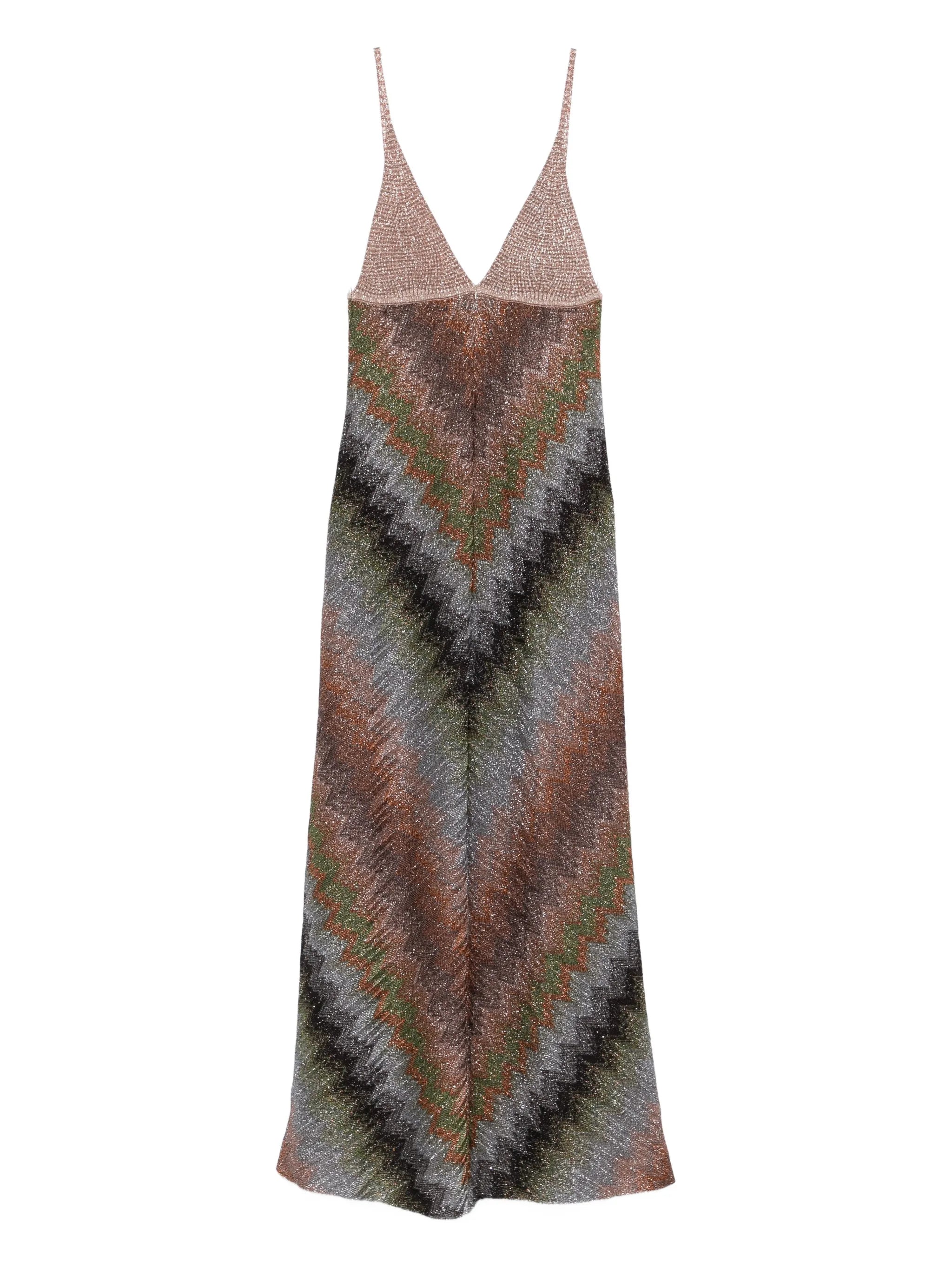 V-neck chevron maxi dress