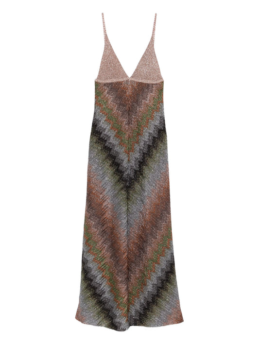 V-neck chevron maxi dress