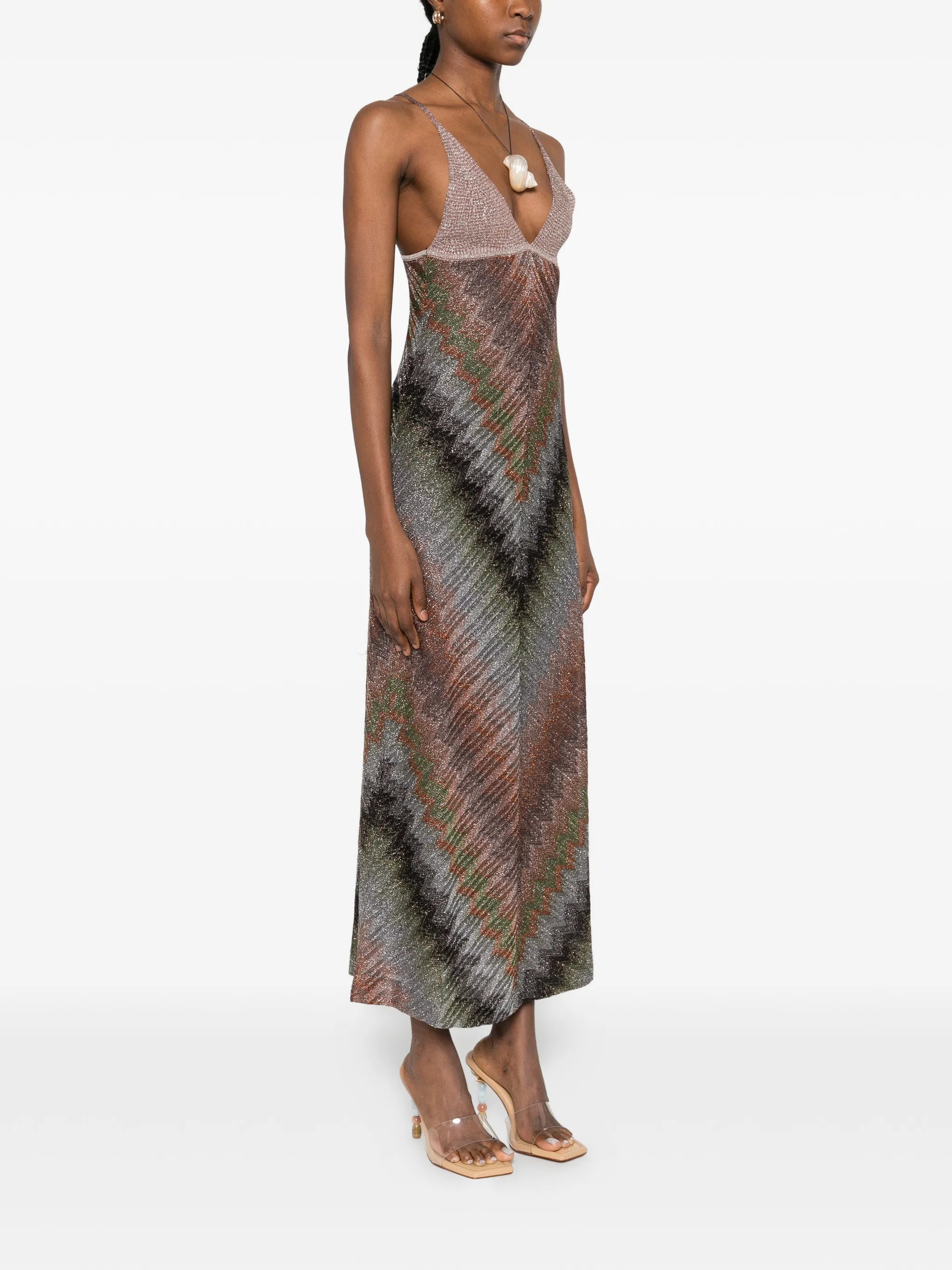 V-neck chevron maxi dress