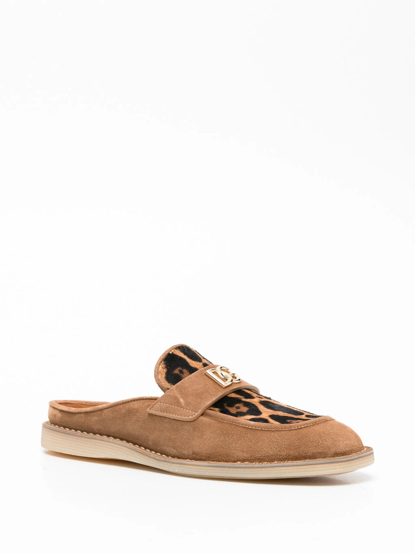 logo leopard-print mules