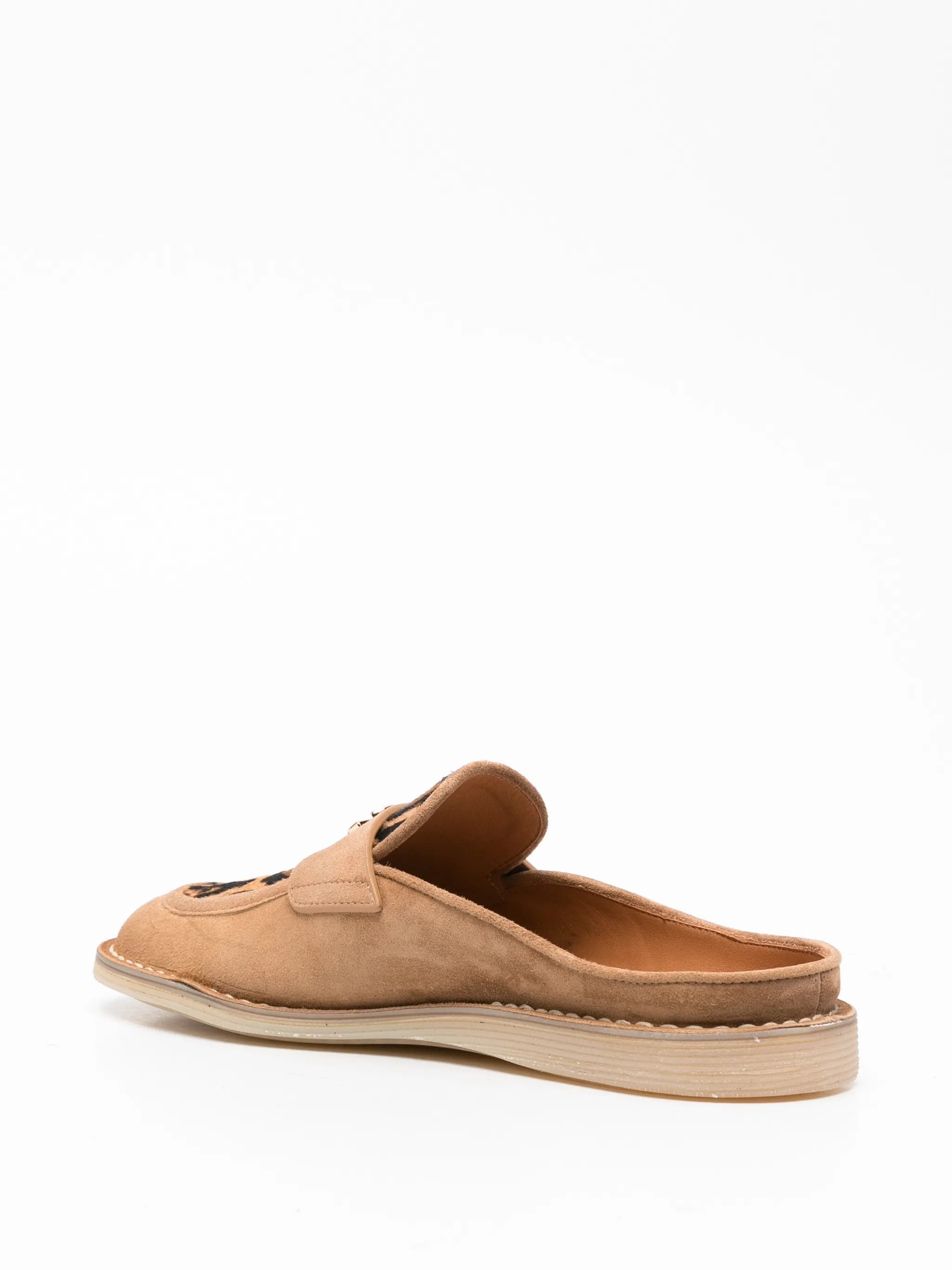 logo leopard-print mules