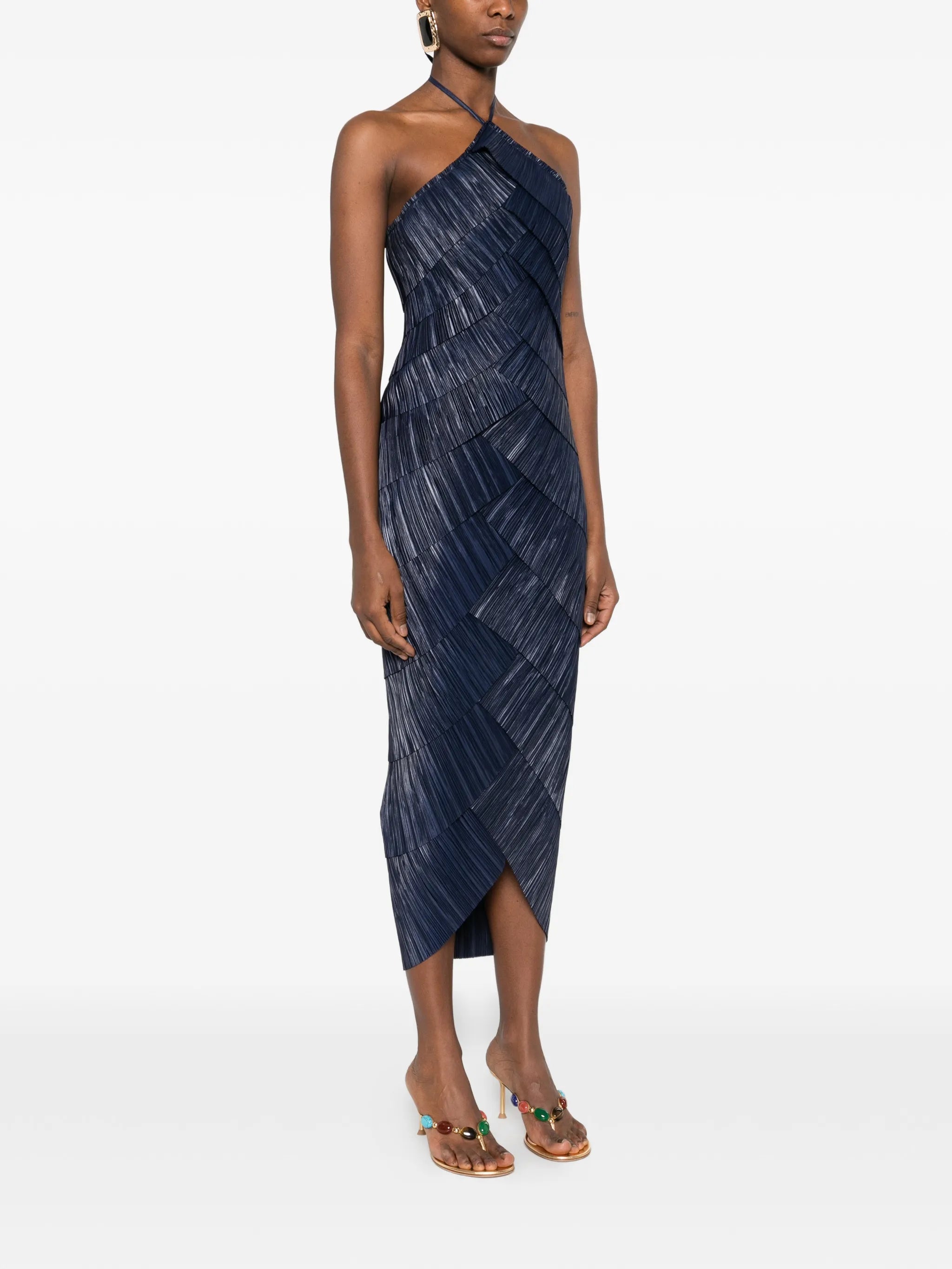 Patrizia halter-neck pleated midi dress