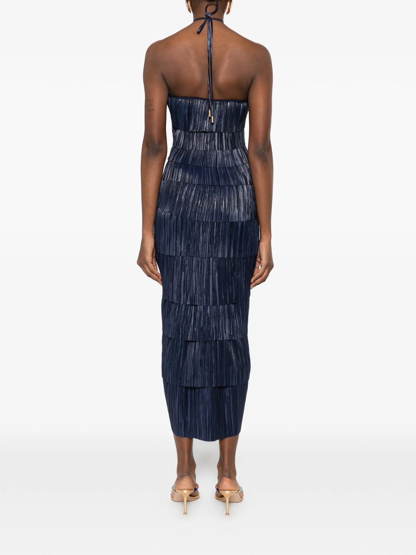 Patrizia halter-neck pleated midi dress