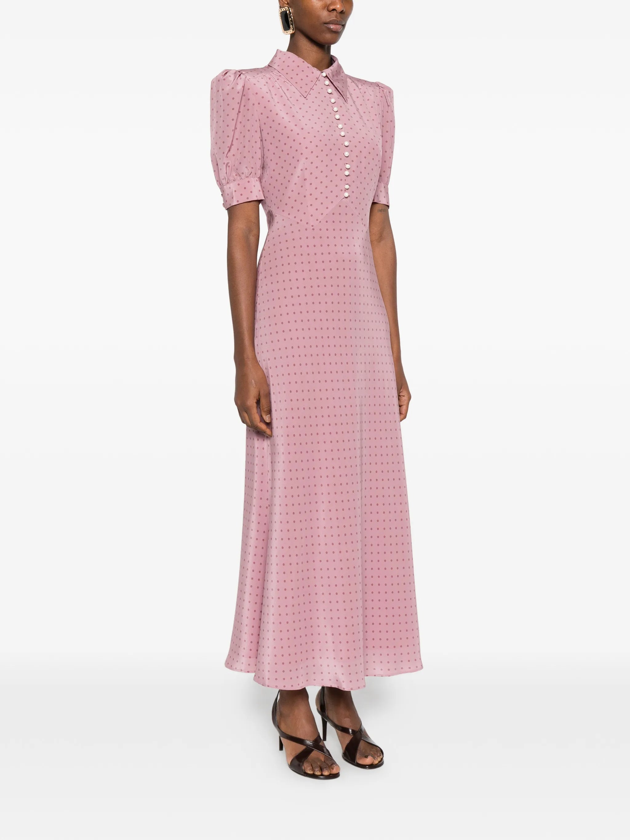 polka-dot midi dress