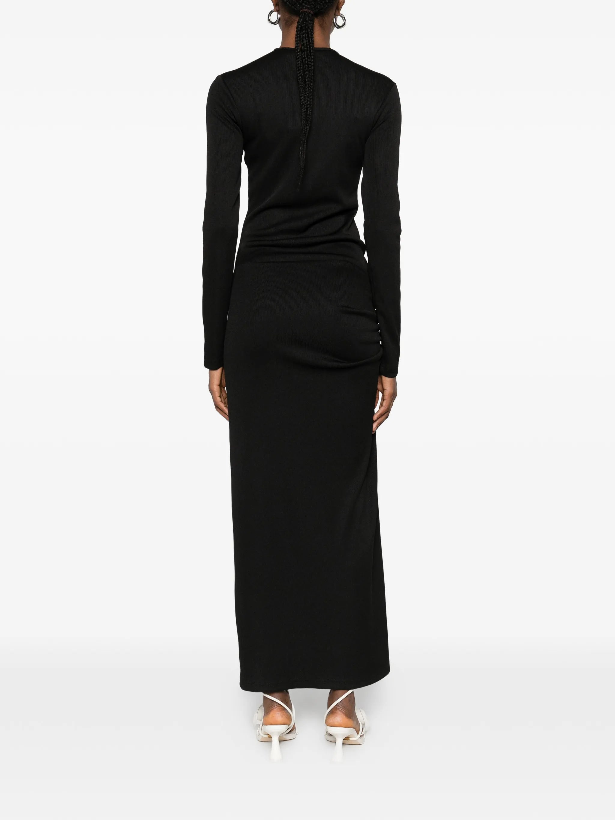 crystal-pendant open-twist midi dress