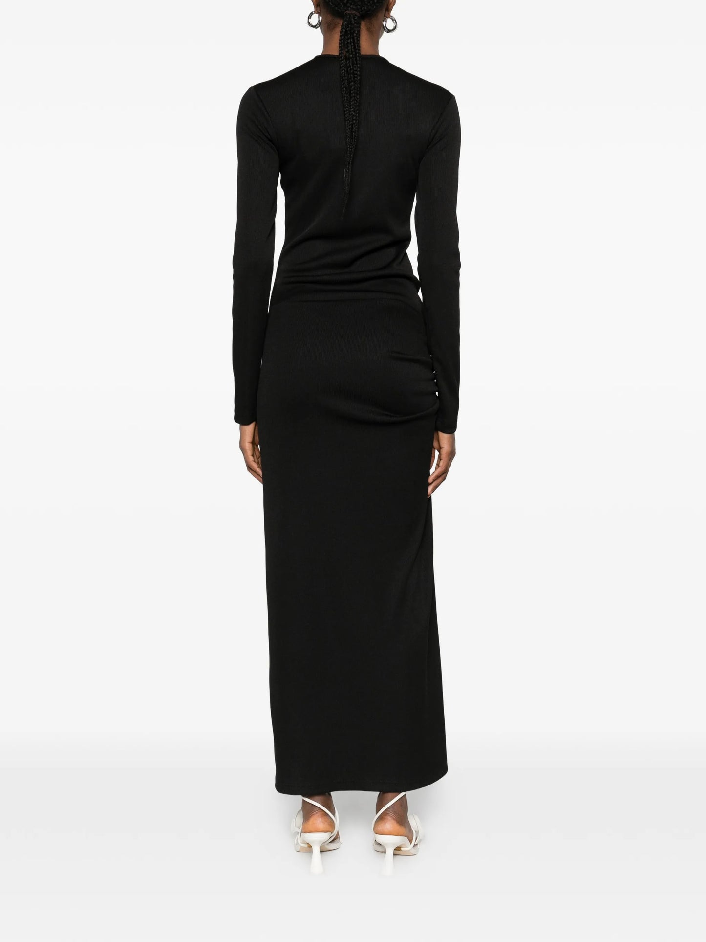 crystal-pendant open-twist midi dress
