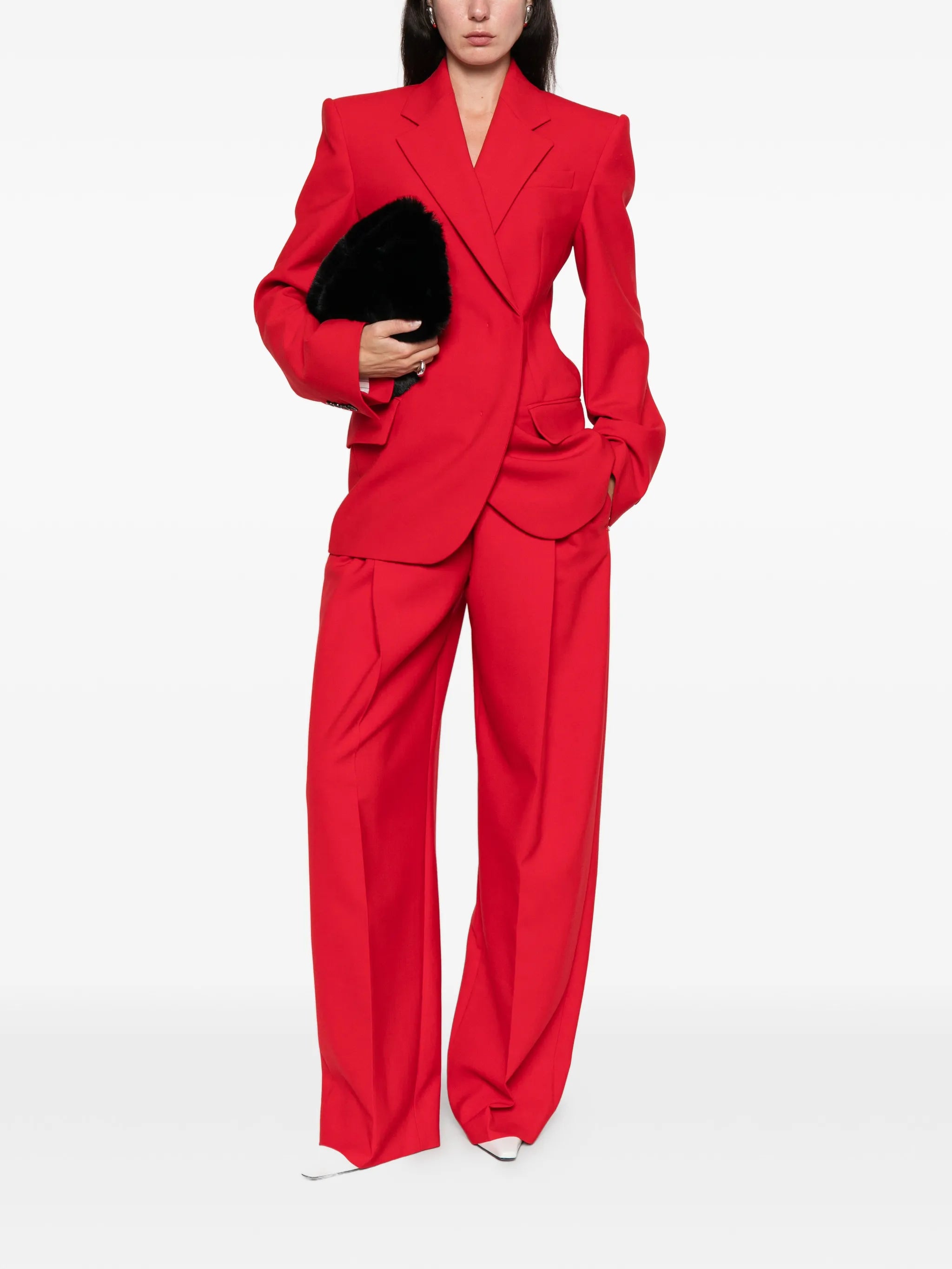 stretch-wool double-breasted blazer - red