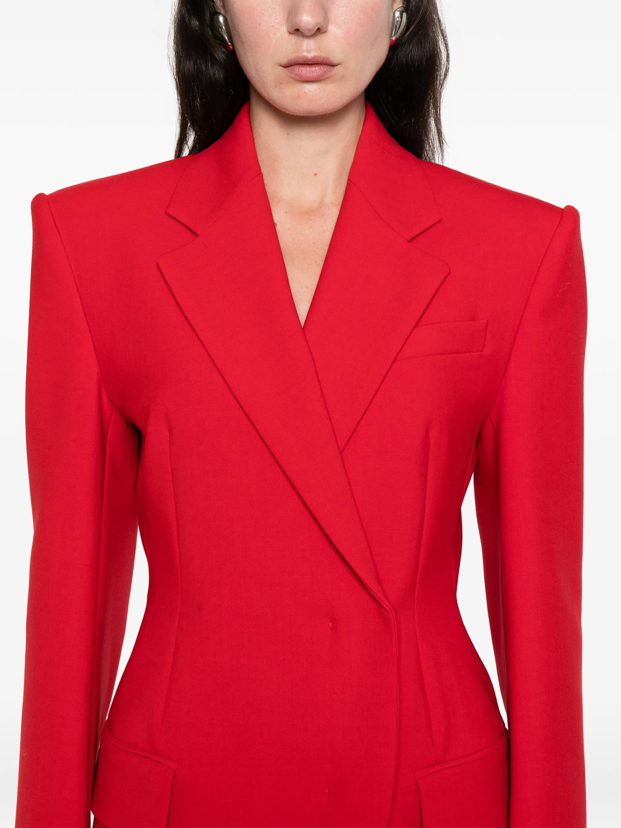 stretch-wool double-breasted blazer - red